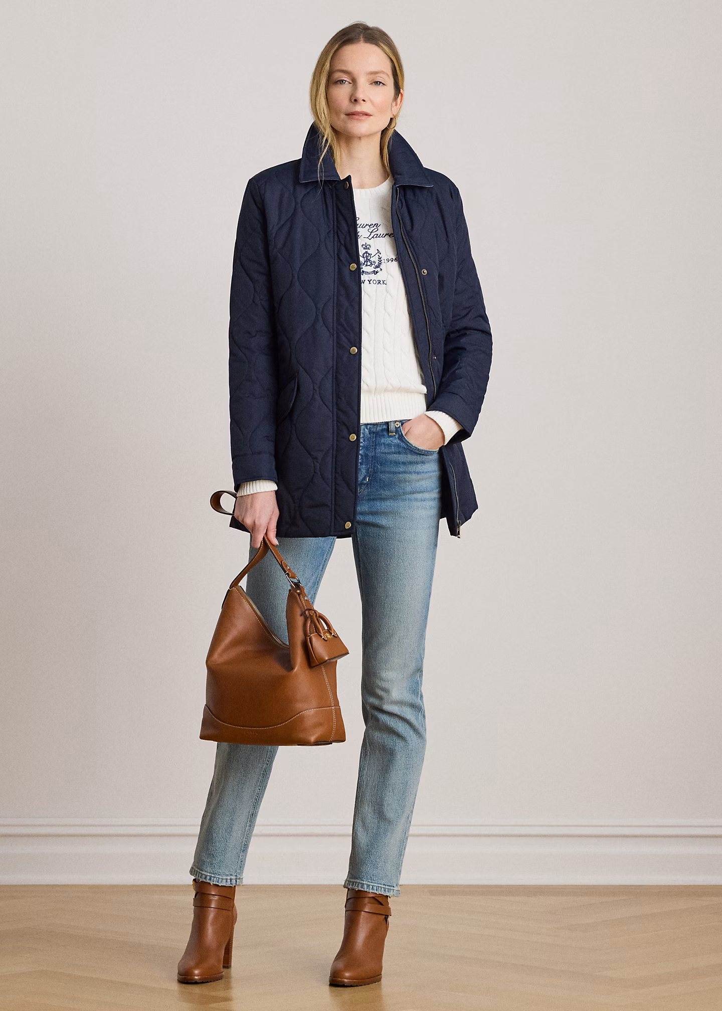 Steppjacke mit Denim-Besatz - RALPH LAUREN OUTLET