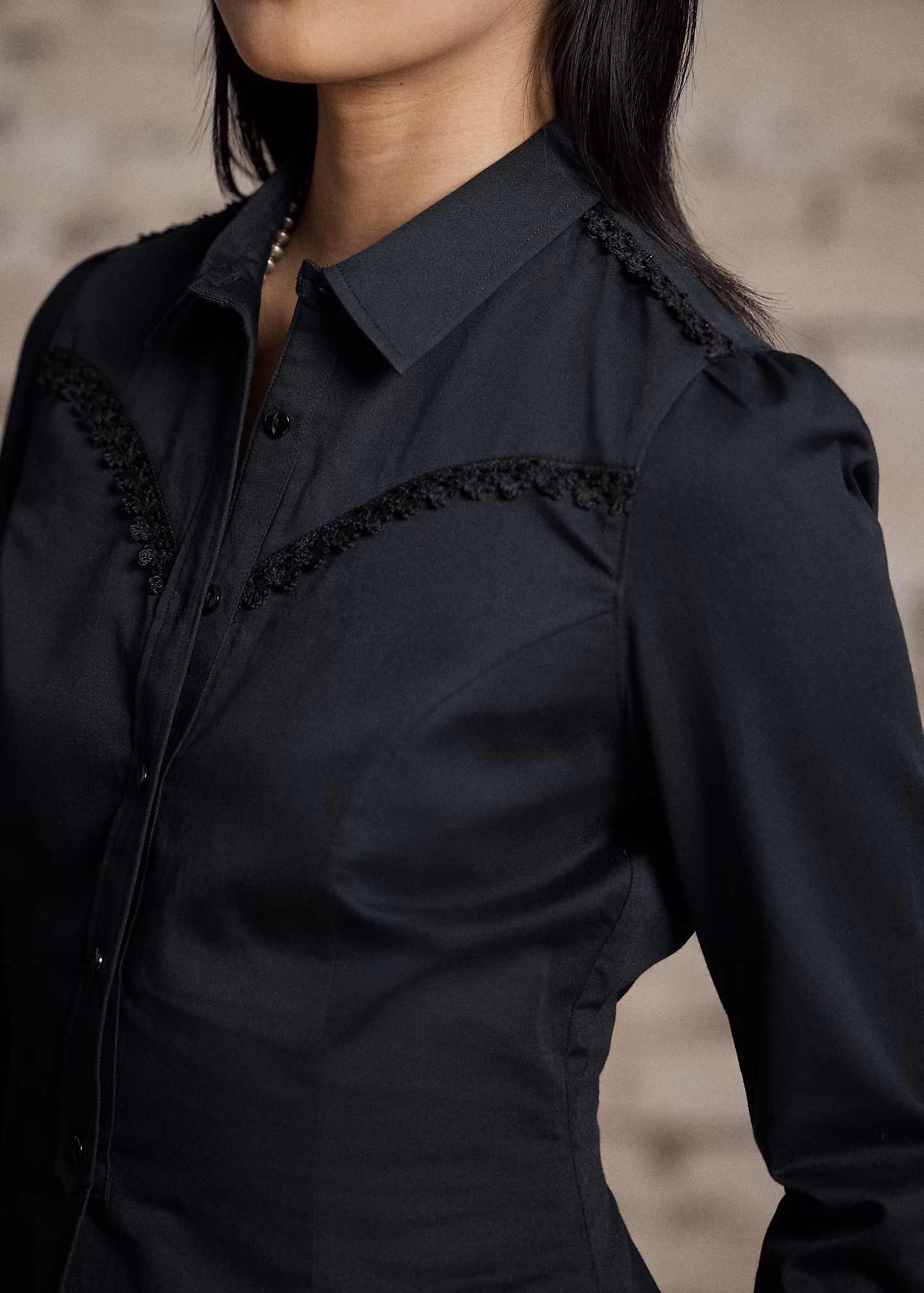 Bluse aus Atlas mit Perlen-Besatz - RALPH LAUREN OUTLET