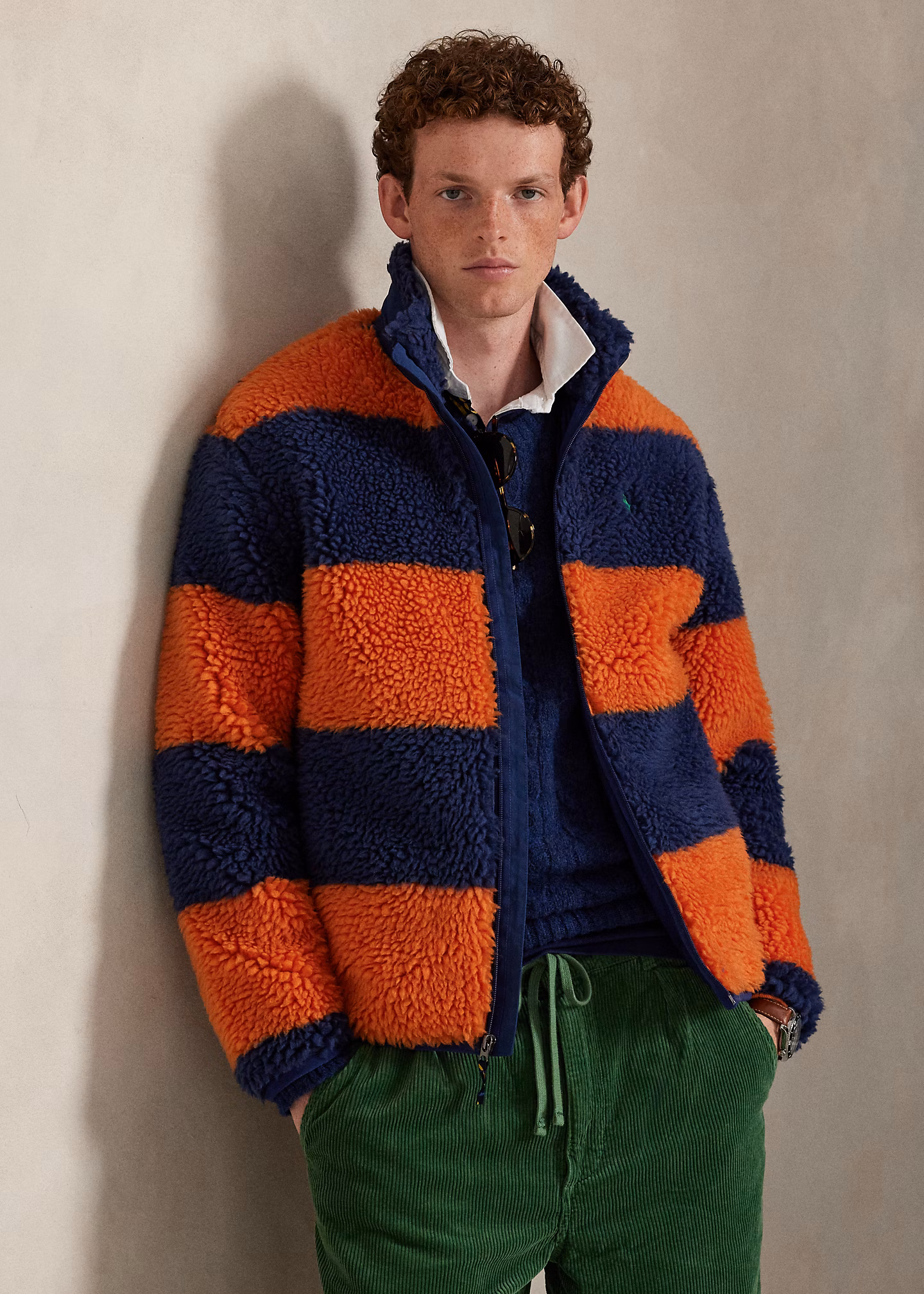 Gestreifte hochflorige Fleecejacke - RALPH LAUREN OUTLET