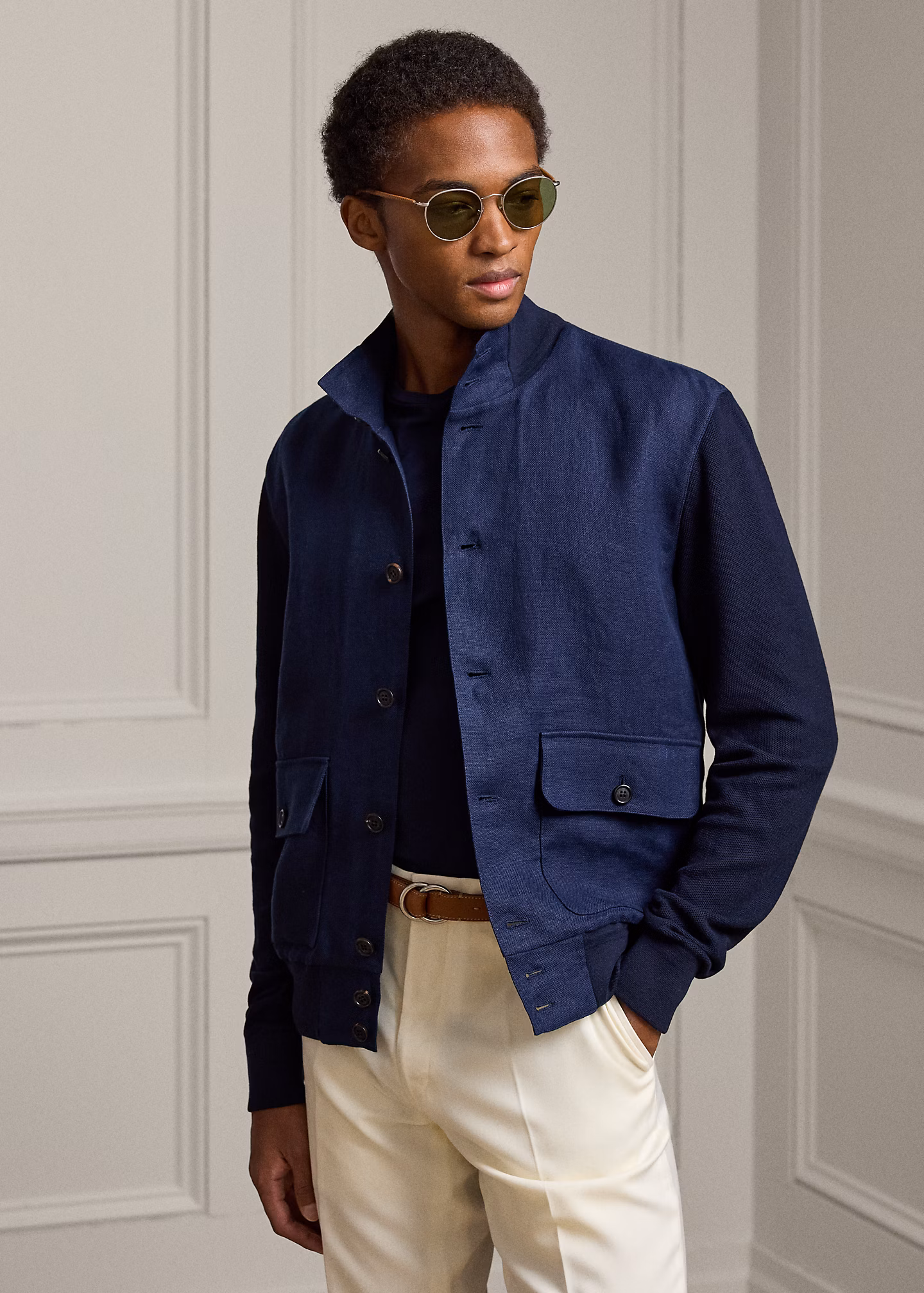 Strickjacke mit Leinenbahnen - RALPH LAUREN OUTLET