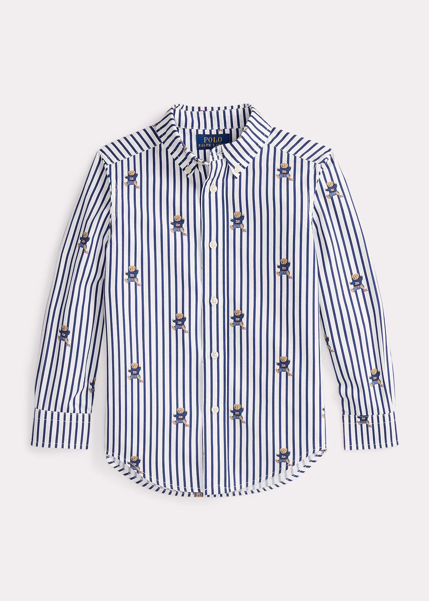 Gestreiftes Popelinehemd mit Polo Bear - RALPH LAUREN OUTLET