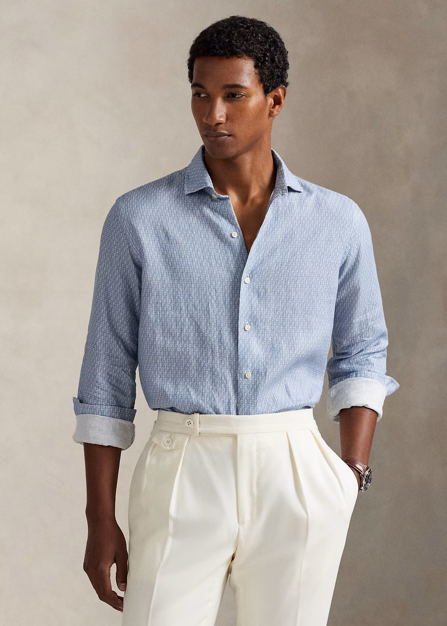 Gemustertes Custom-Fit Leinenhemd - RALPH LAUREN OUTLET