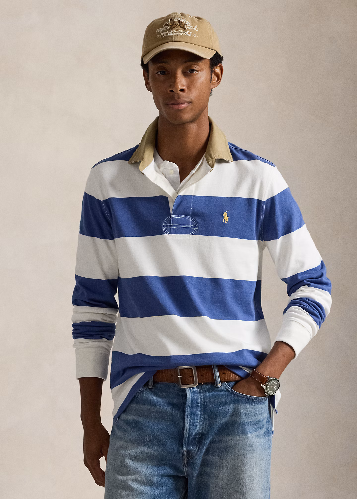 Classic-Fit Rugbyhemd mit Khaki-Kragen - RALPH LAUREN OUTLET