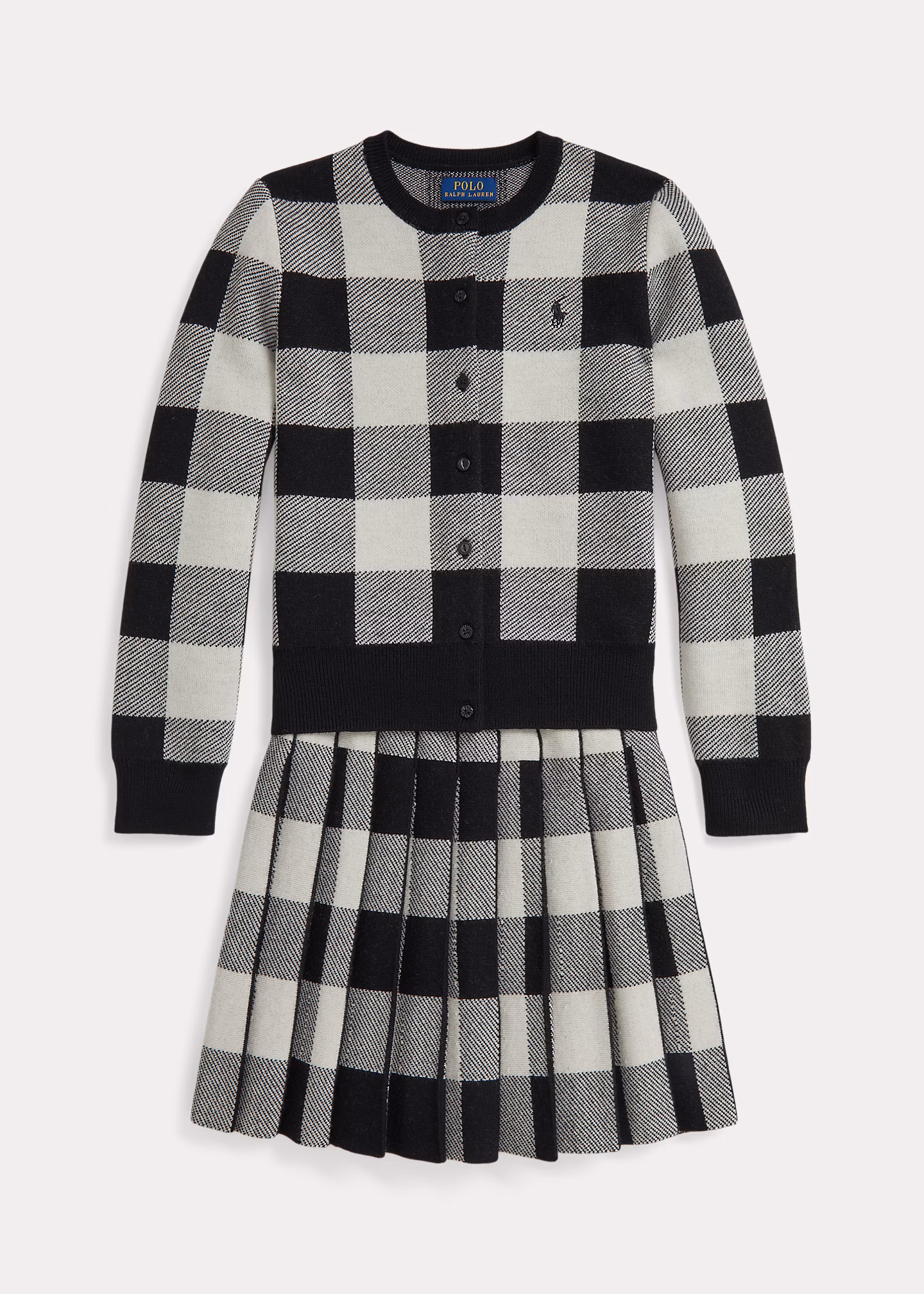 Karierte Wollstrickjacke und Rock im Set - RALPH LAUREN OUTLET