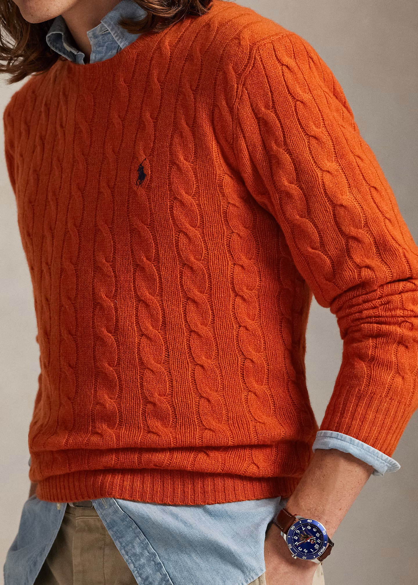 Woll-Kaschmir-Pullover mit Zopfmuster - RALPH LAUREN OUTLET