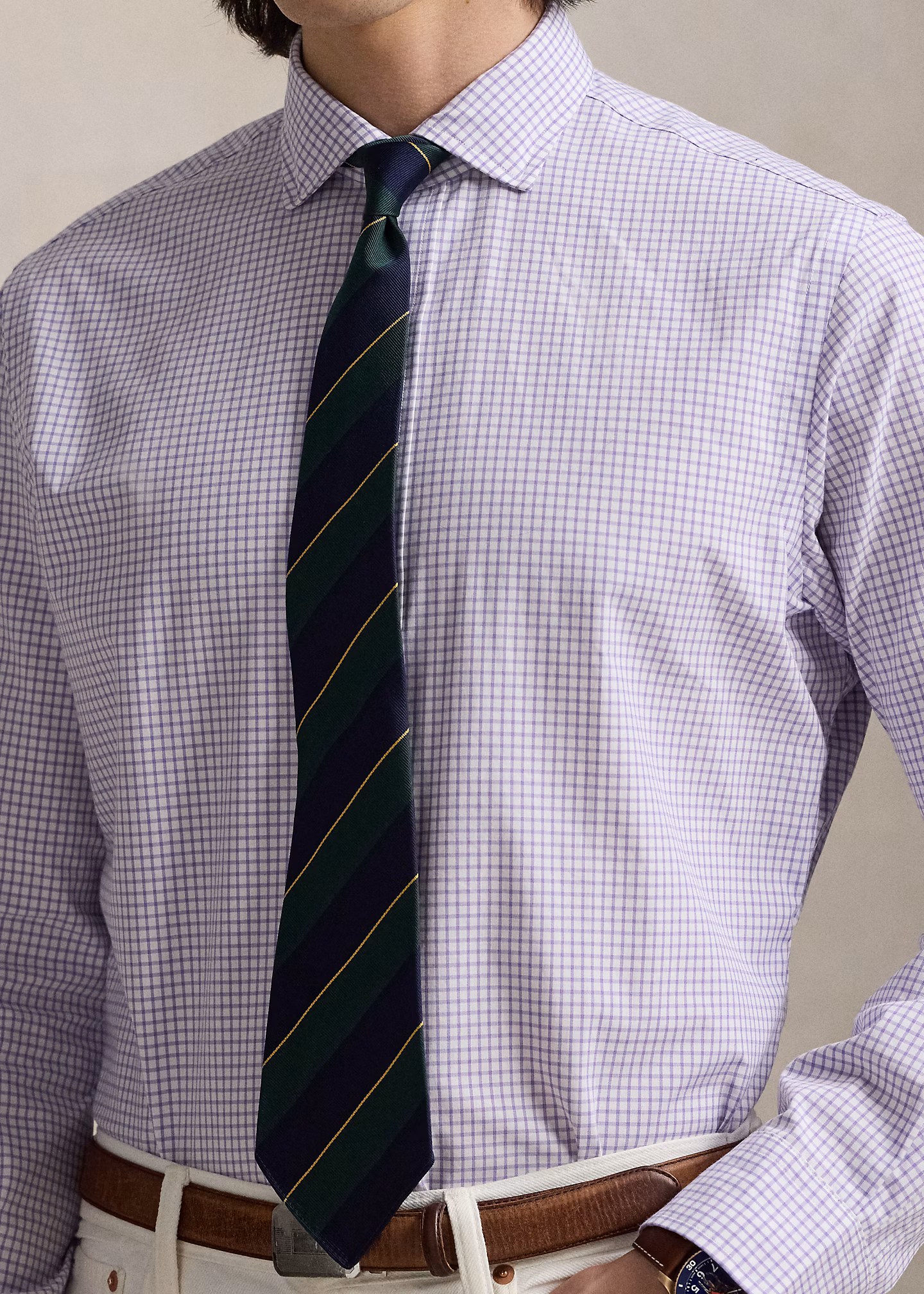 Classic-Fit Glencheck-Hemd aus Popeline - RALPH LAUREN OUTLET