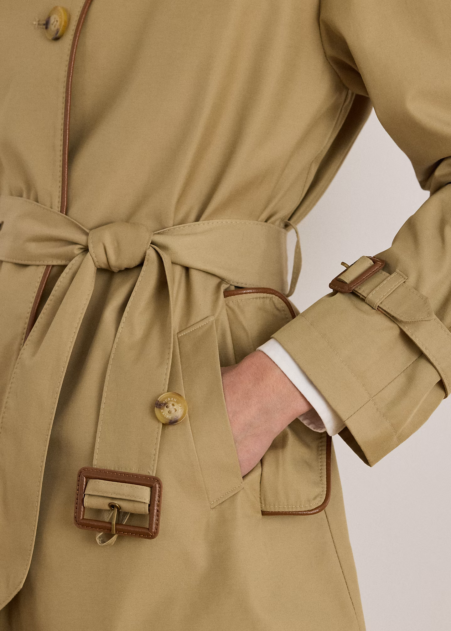 Trenchcoat mit Kunstlederbesatz - RALPH LAUREN OUTLET