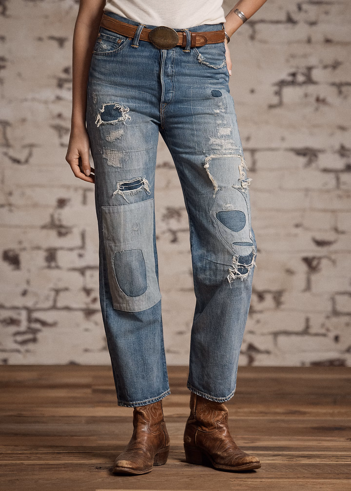 Ausgebesserte High-Boy-Fit Jeans Heyland - RALPH LAUREN OUTLET