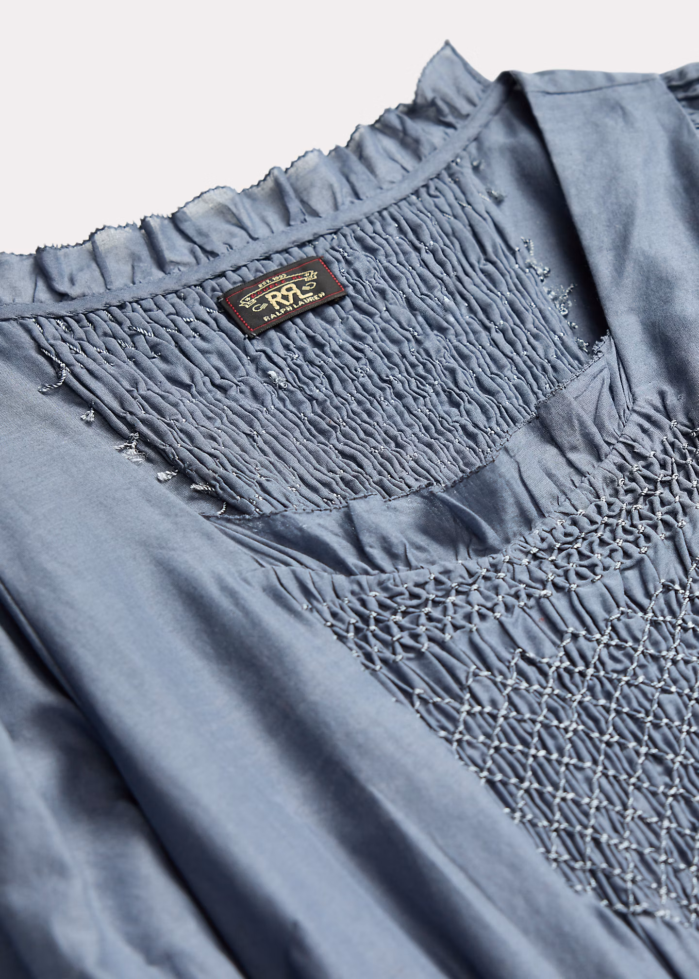 Baumwoll-Voile-Kleid mit Smokdetails - RALPH LAUREN OUTLET