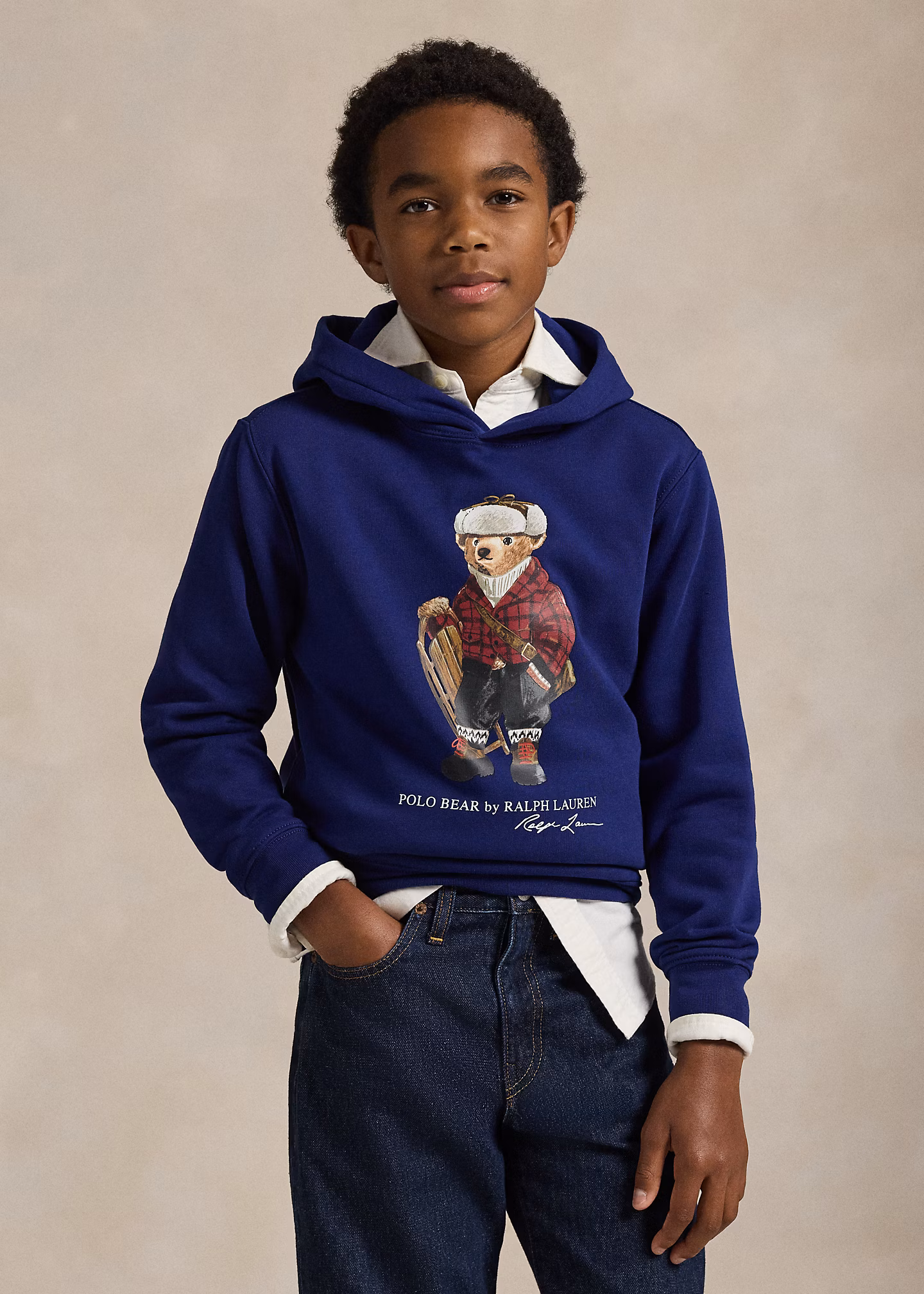 Fleece-Kapuzenpullover mit Polo Bear - RALPH LAUREN OUTLET