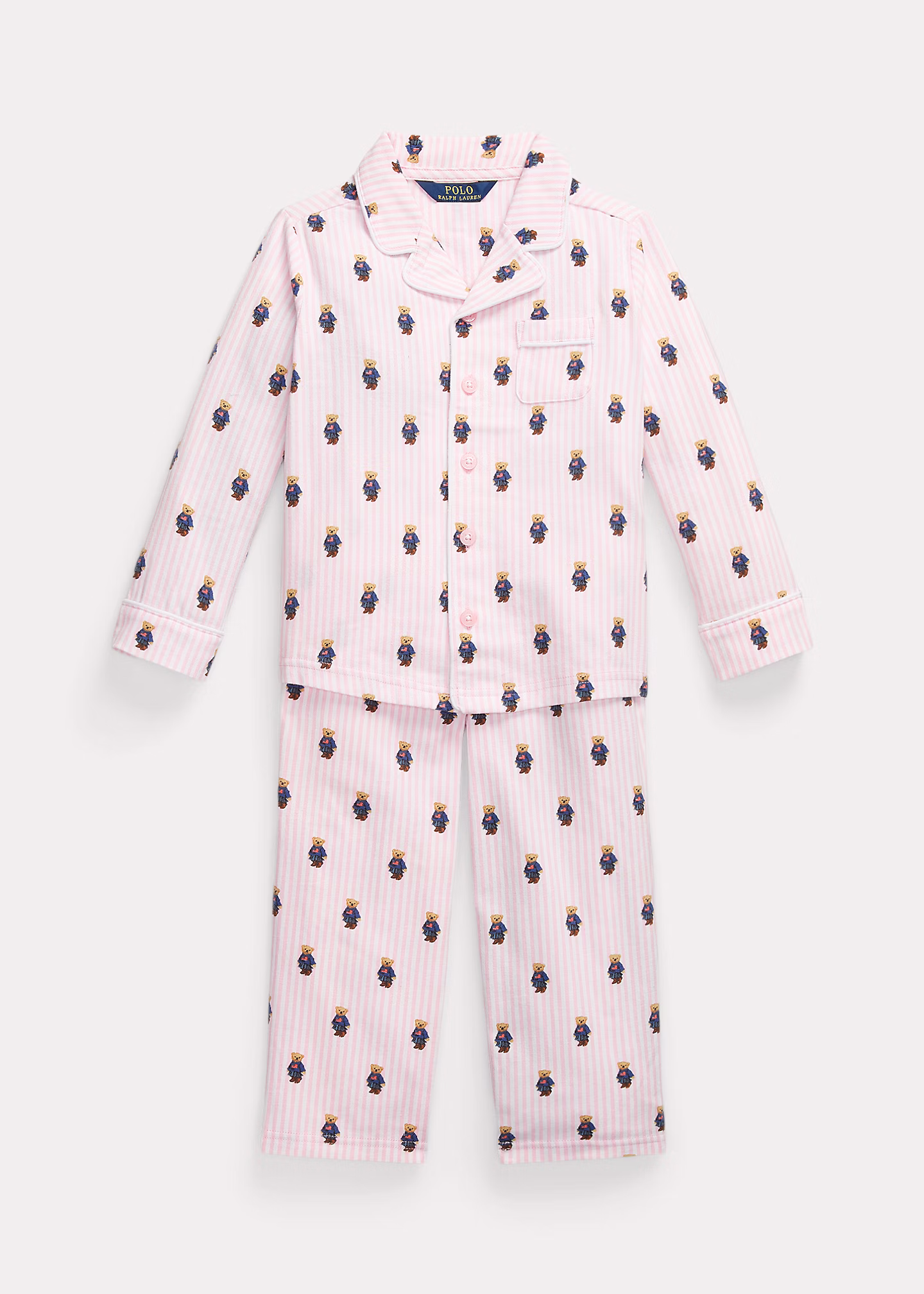 Baumwollflanell-Pyjama mit Polo Bear - RALPH LAUREN OUTLET