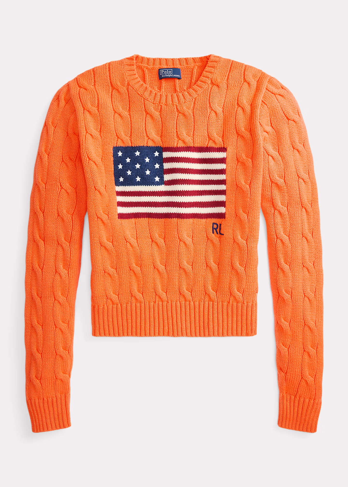 Kurzer Zopfmusterpullover mit US-Flagge - RALPH LAUREN OUTLET
