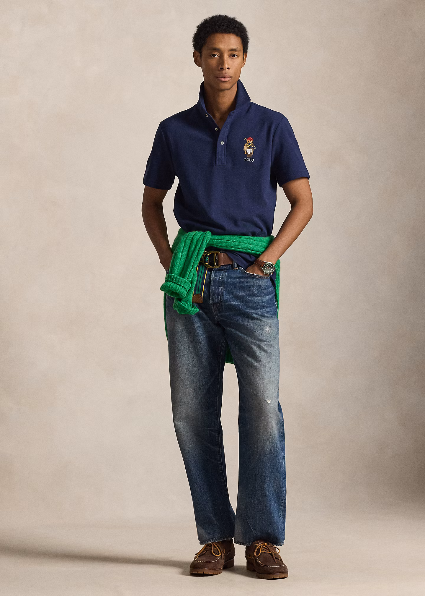 Custom-Slim-Fit Piqué-Poloshirt mit Bear - RALPH LAUREN OUTLET