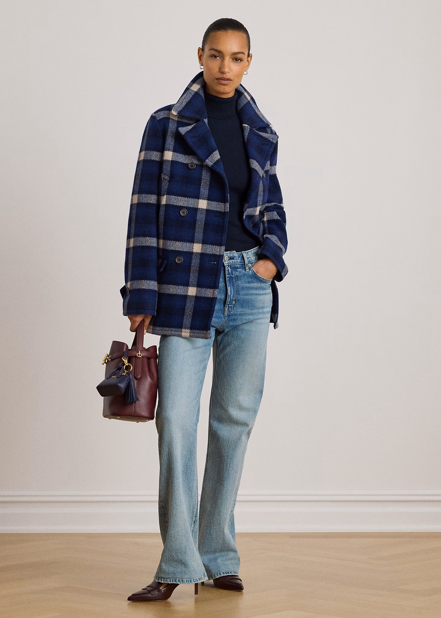 Zweireihiger Tweedmantel mit Karomuster - RALPH LAUREN OUTLET