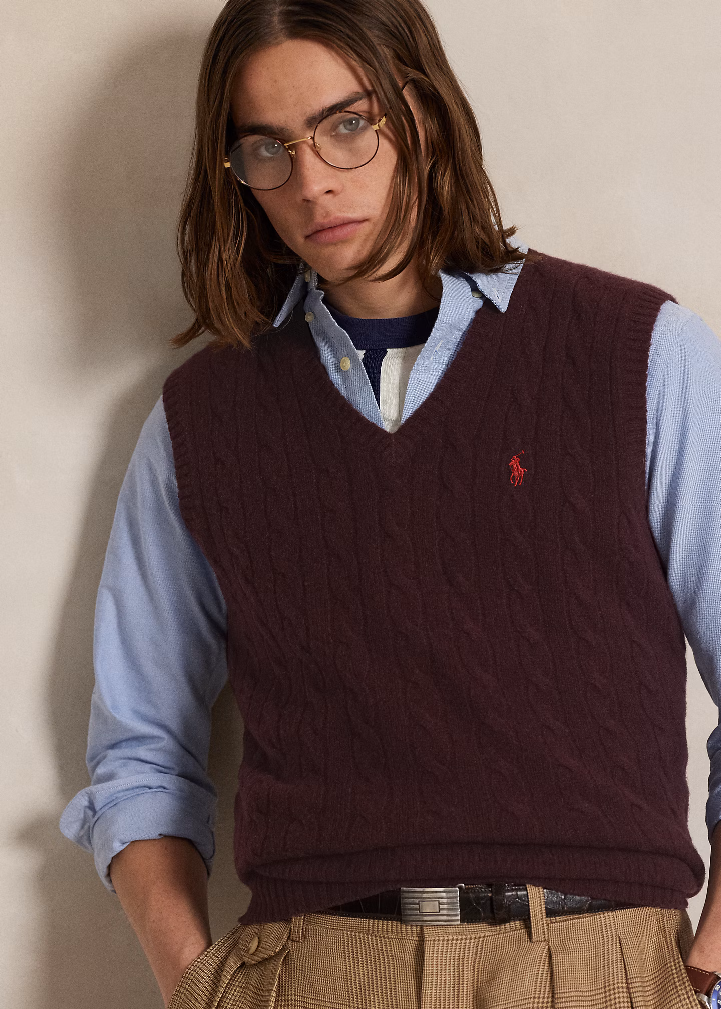 Woll-Kaschmir-Pullunder mit Zopfmuster - RALPH LAUREN OUTLET