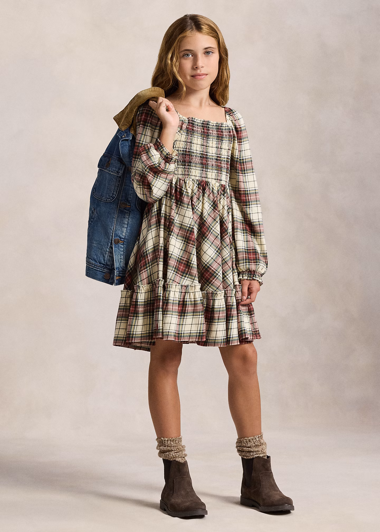 Kariertes Jerseykleid mit Rüschen - RALPH LAUREN OUTLET