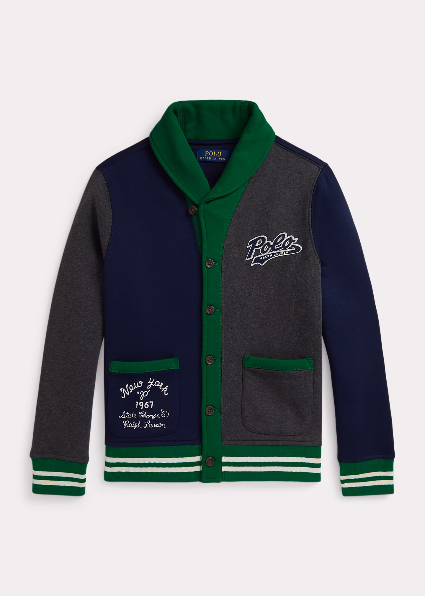 Color-Block-Cardigan aus Fleece mit Logo - RALPH LAUREN OUTLET