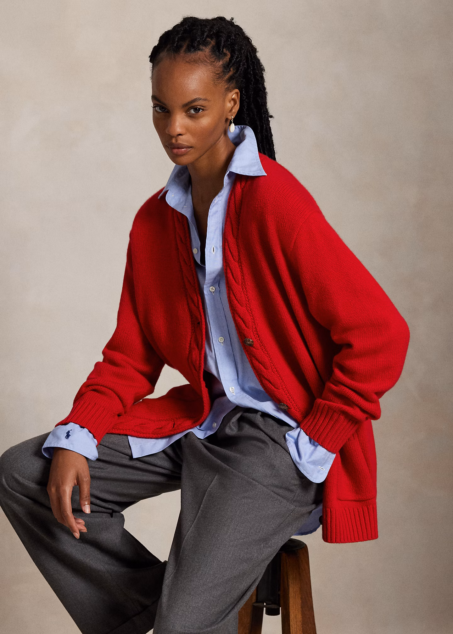 Strickjacke mit Zopfmusterbesatz - RALPH LAUREN OUTLET