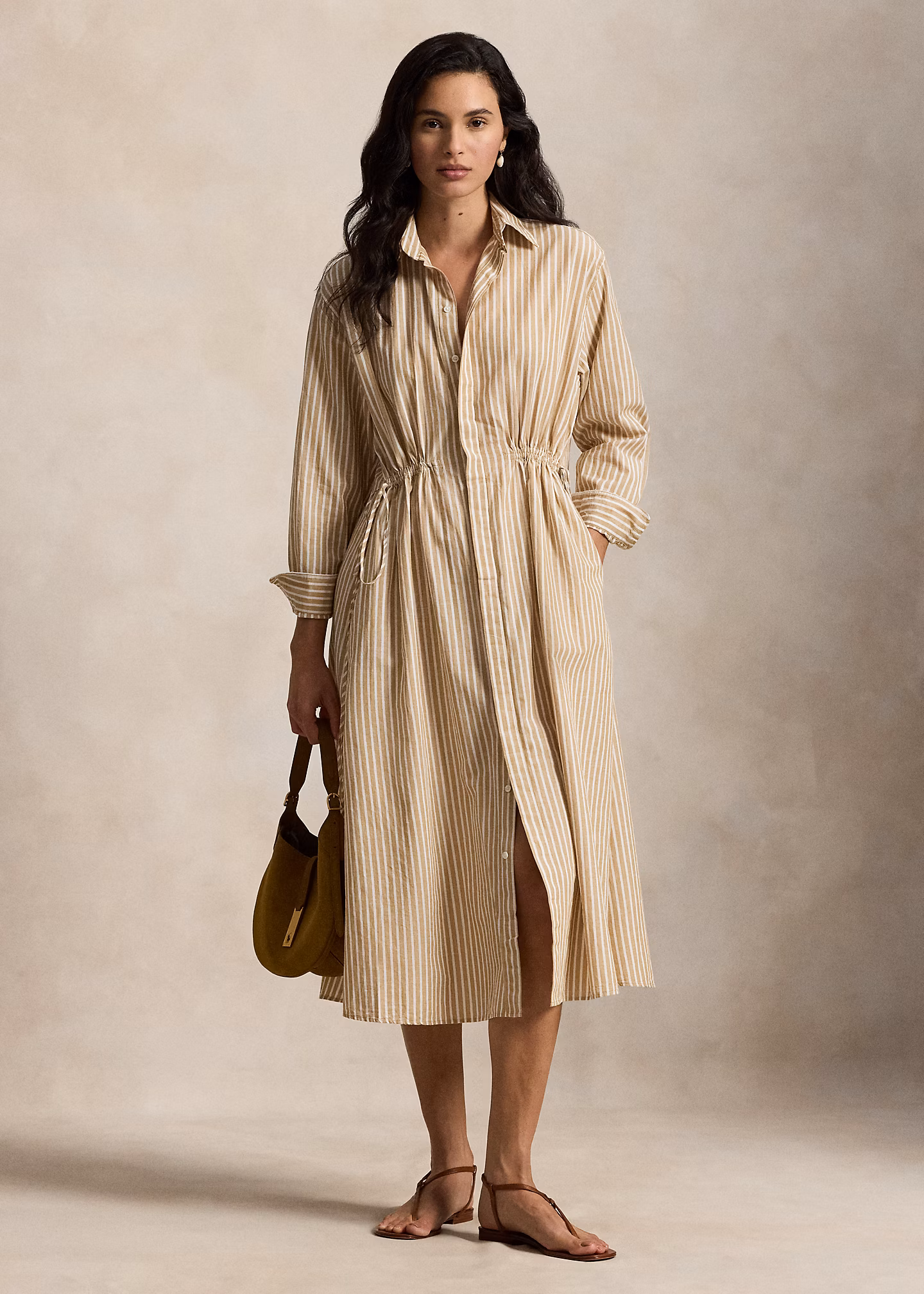 Gestreiftes Hemdkleid mit Tunnelzug - RALPH LAUREN OUTLET