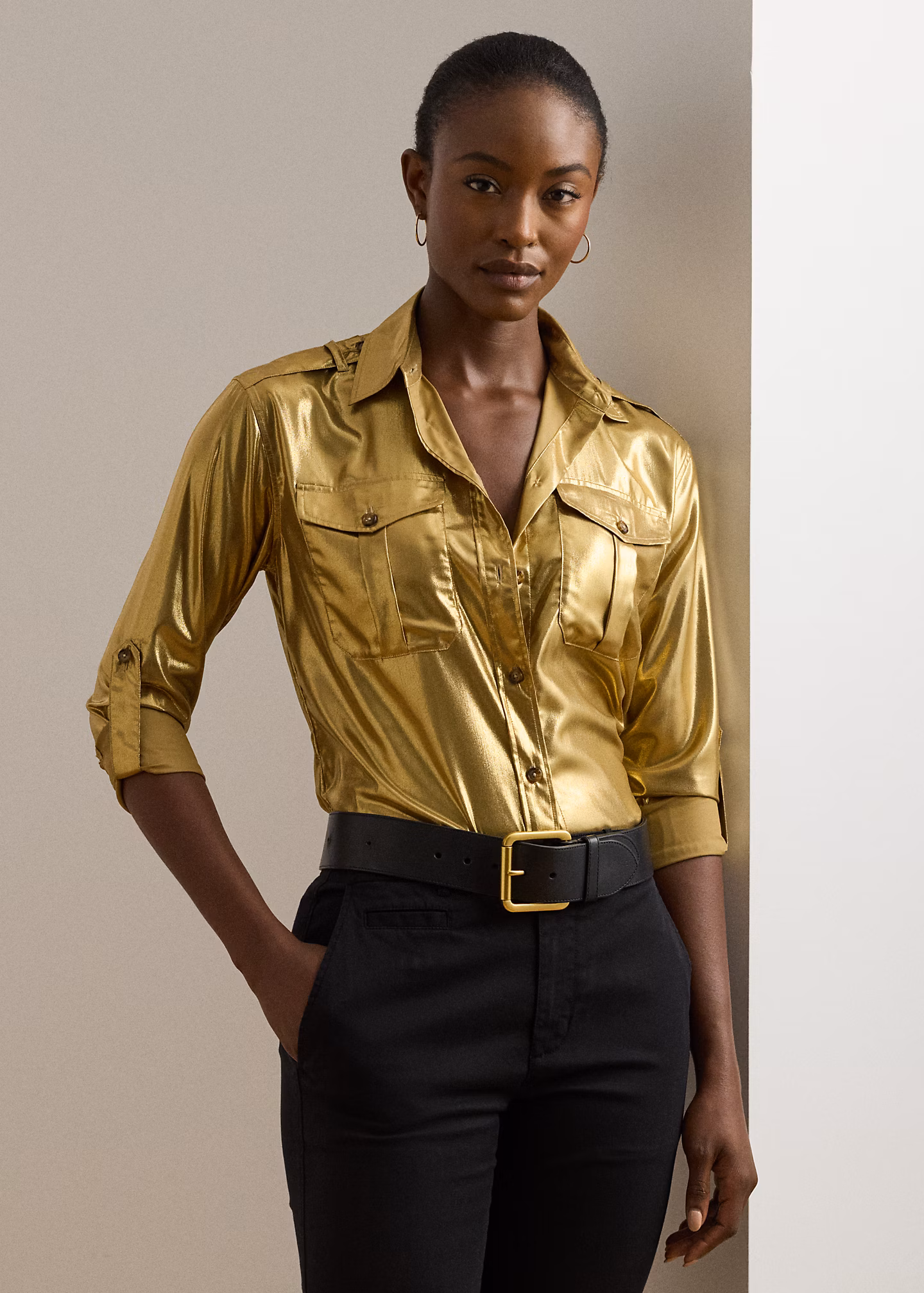 Hemd aus Metallic-Chiffon - RALPH LAUREN OUTLET