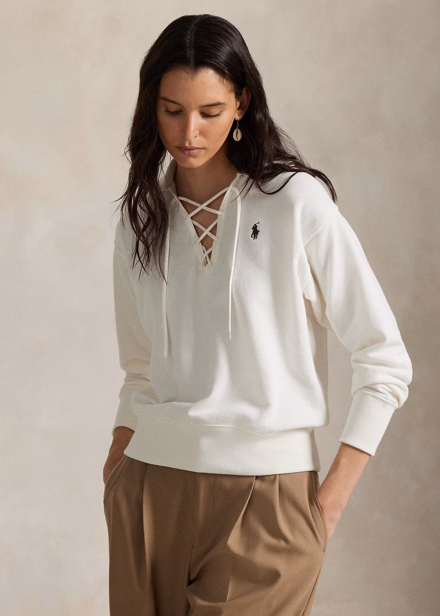 Leichter Fleecepullover zum Schnüren - RALPH LAUREN OUTLET