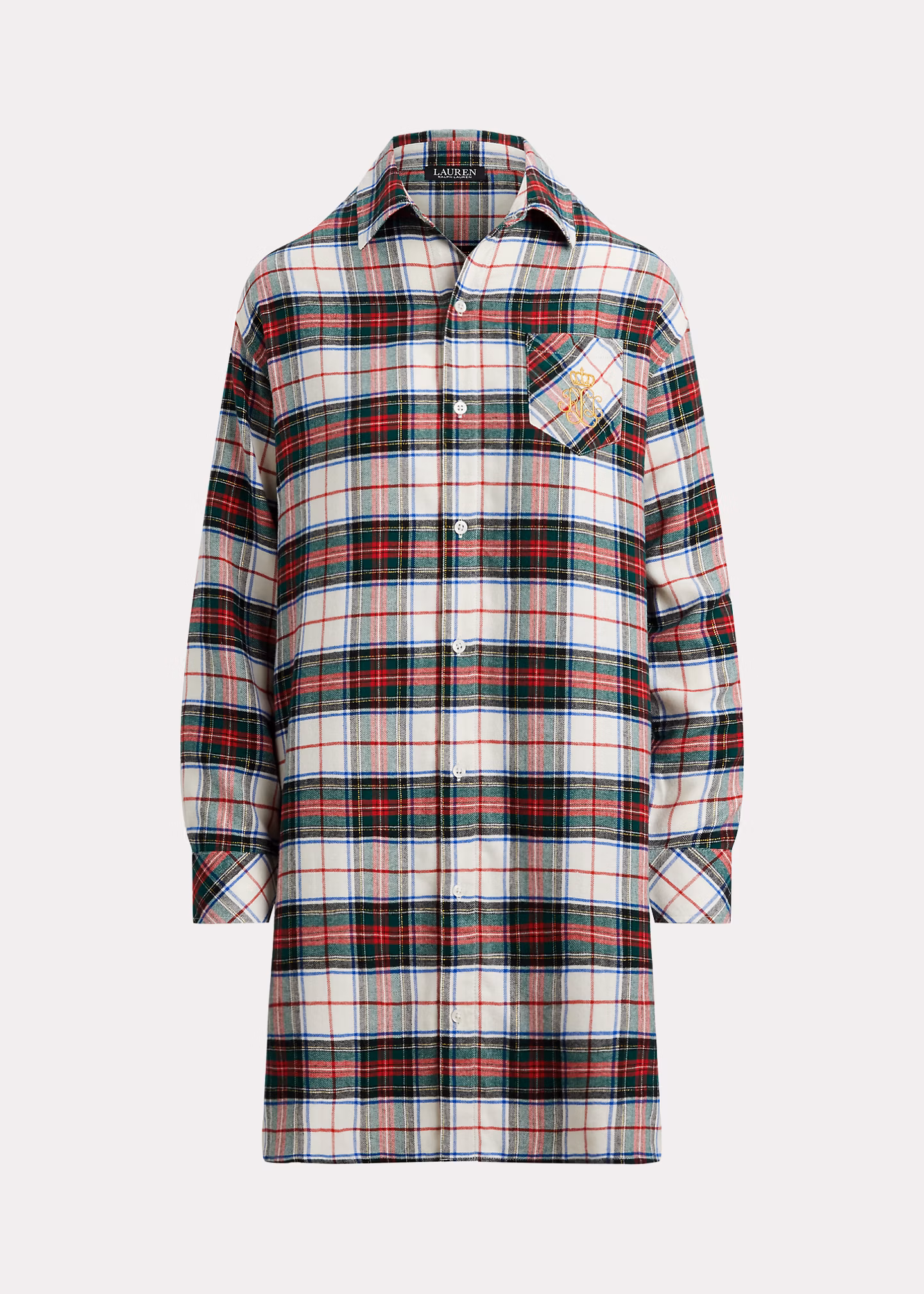 Kariertes Nachthemd aus angerautem Twill - RALPH LAUREN OUTLET