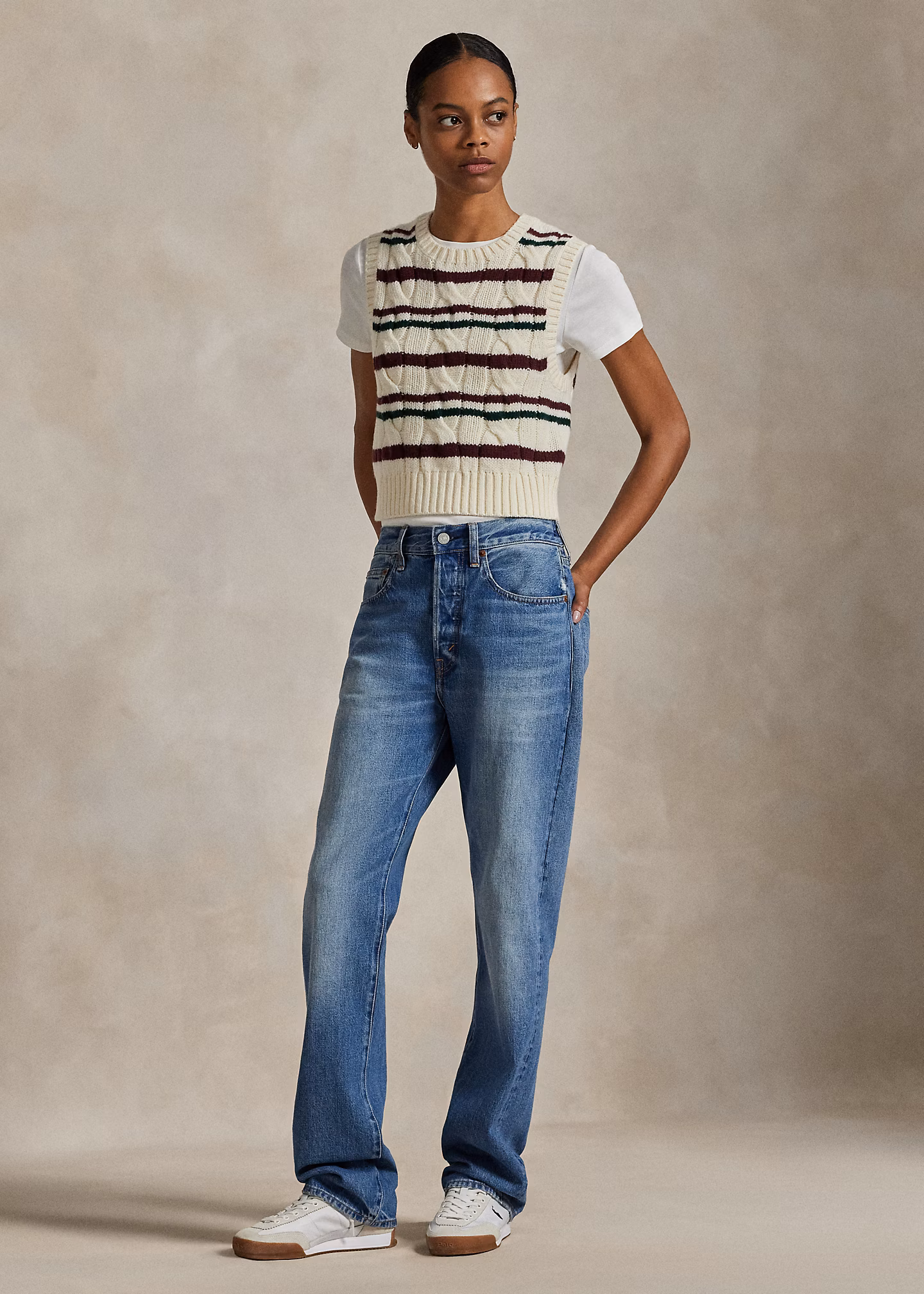 Woll-Kaschmir-Pullunder mit Zopfmuster - RALPH LAUREN OUTLET