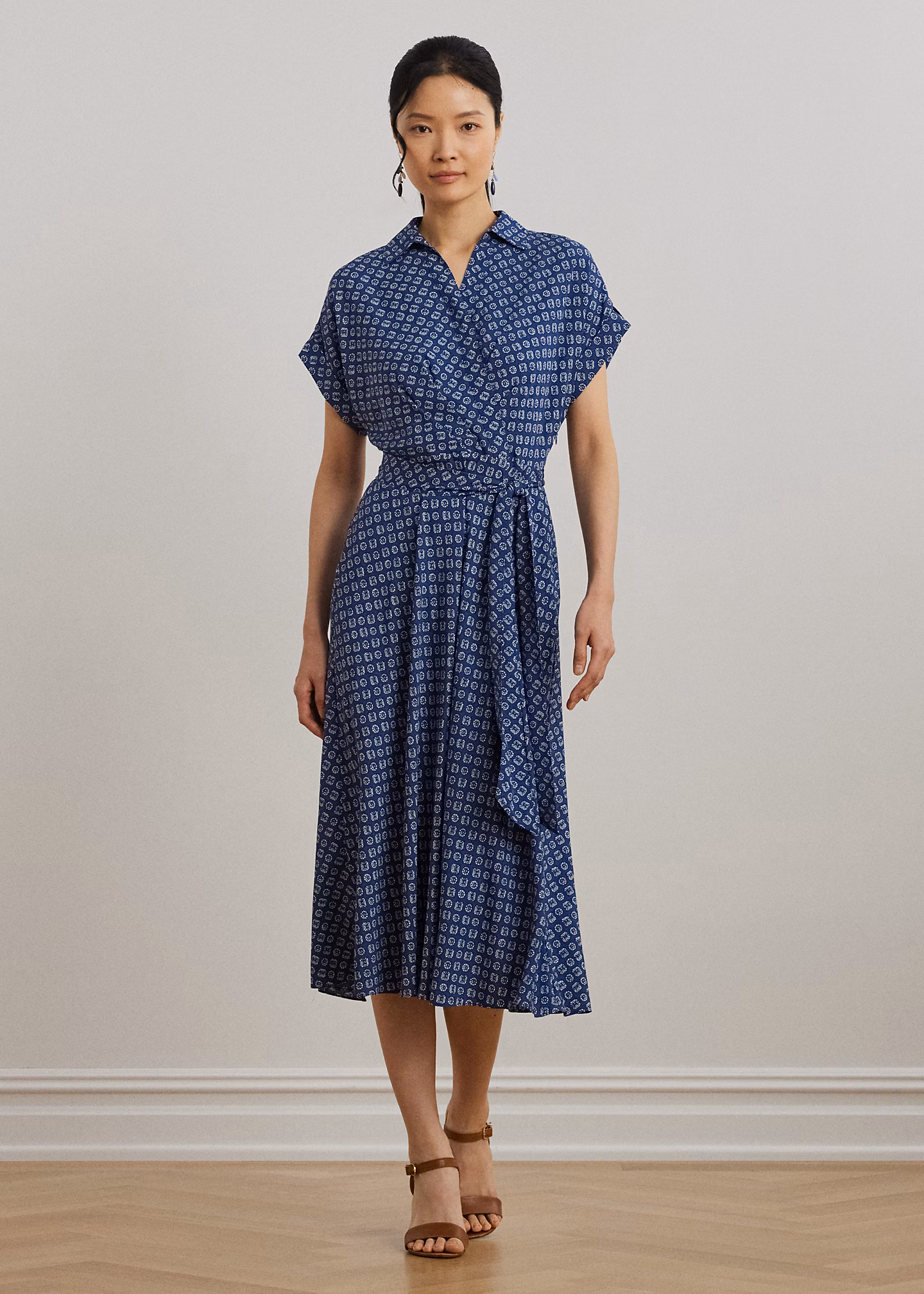 Gemustertes Crêpekleid mit Gürtel - RALPH LAUREN OUTLET