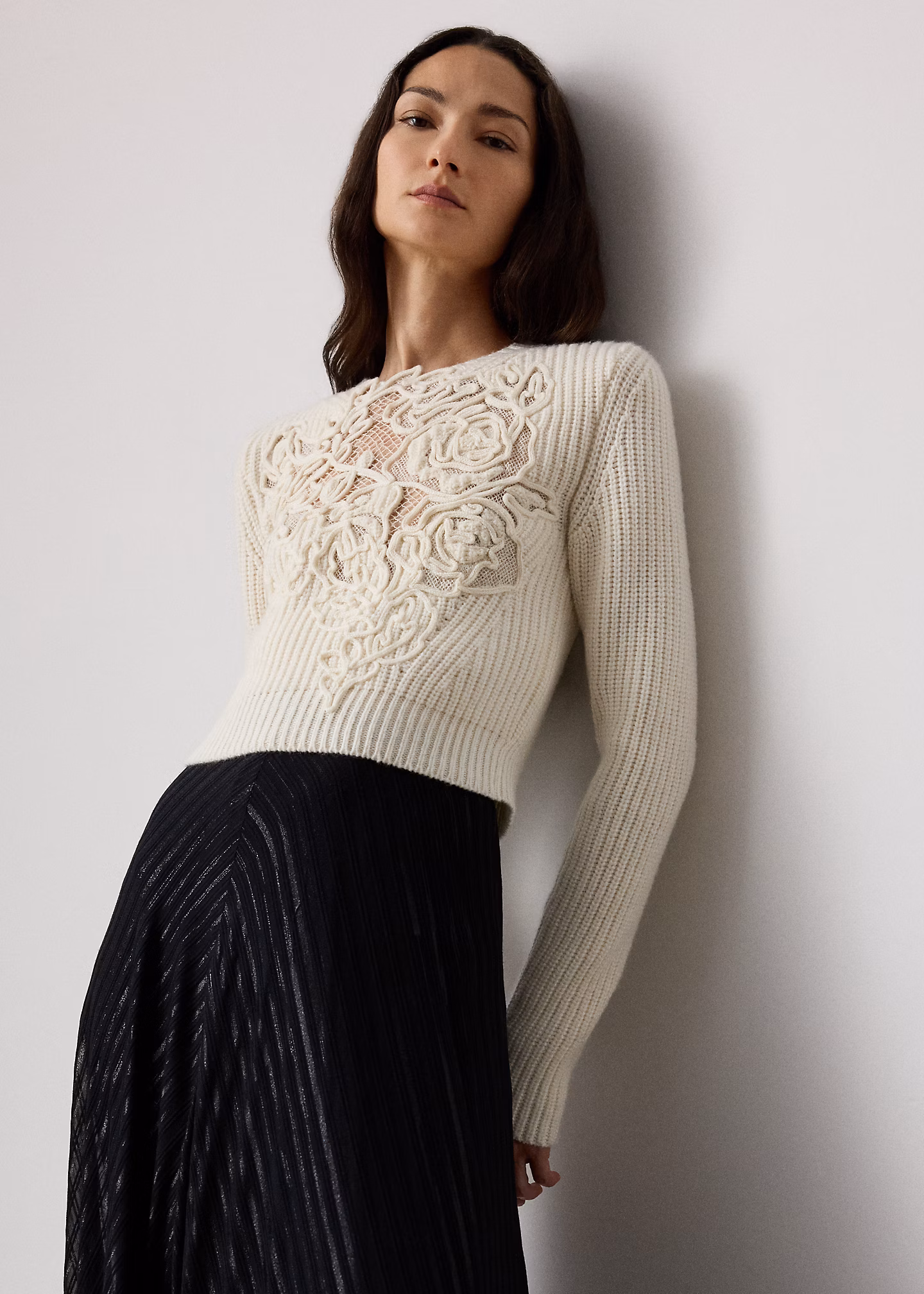 Kurzer Kaschmirpullover mit Stickerei - RALPH LAUREN OUTLET