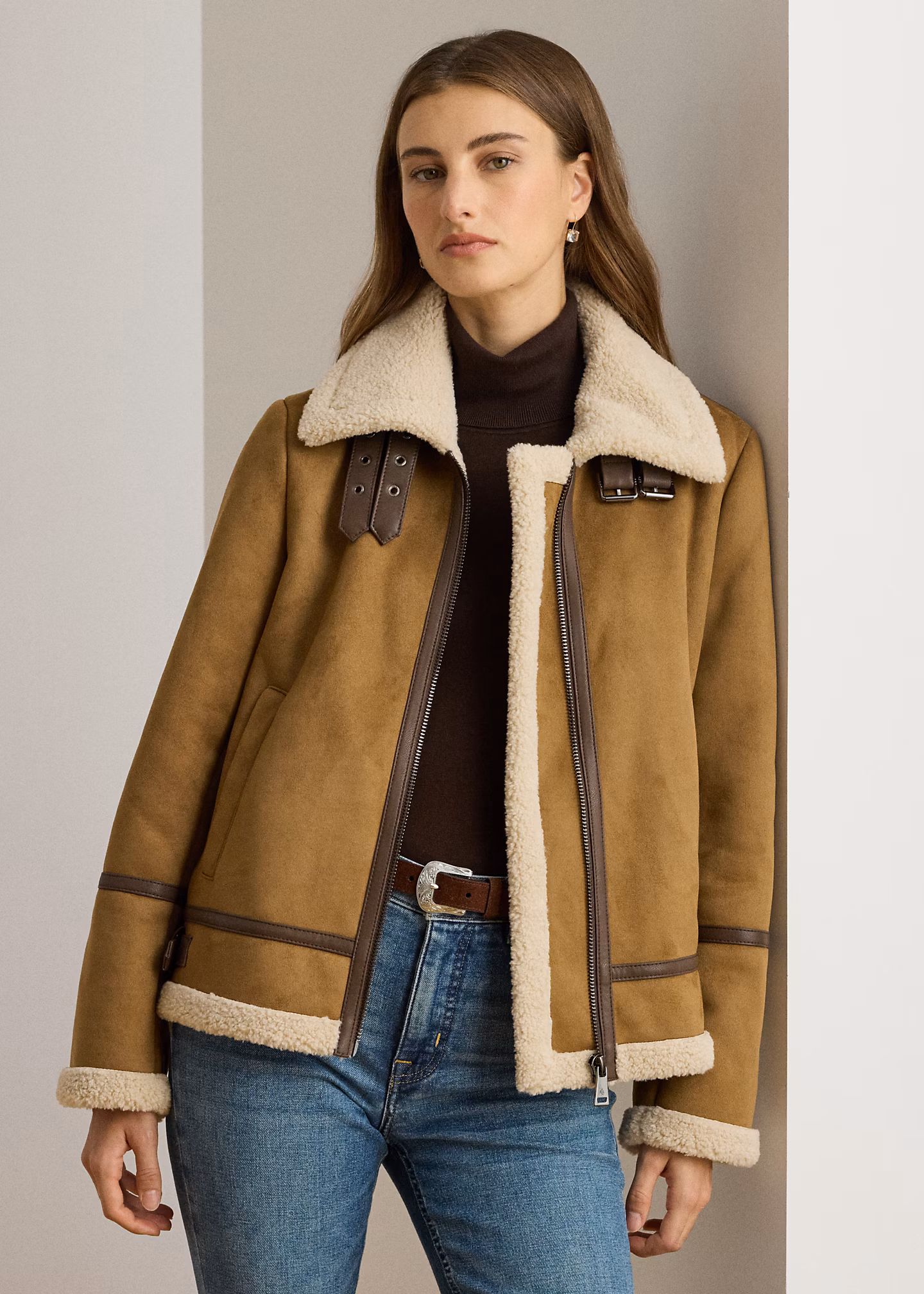 Jacke aus Wildlederimitat mit Schnalle - RALPH LAUREN OUTLET