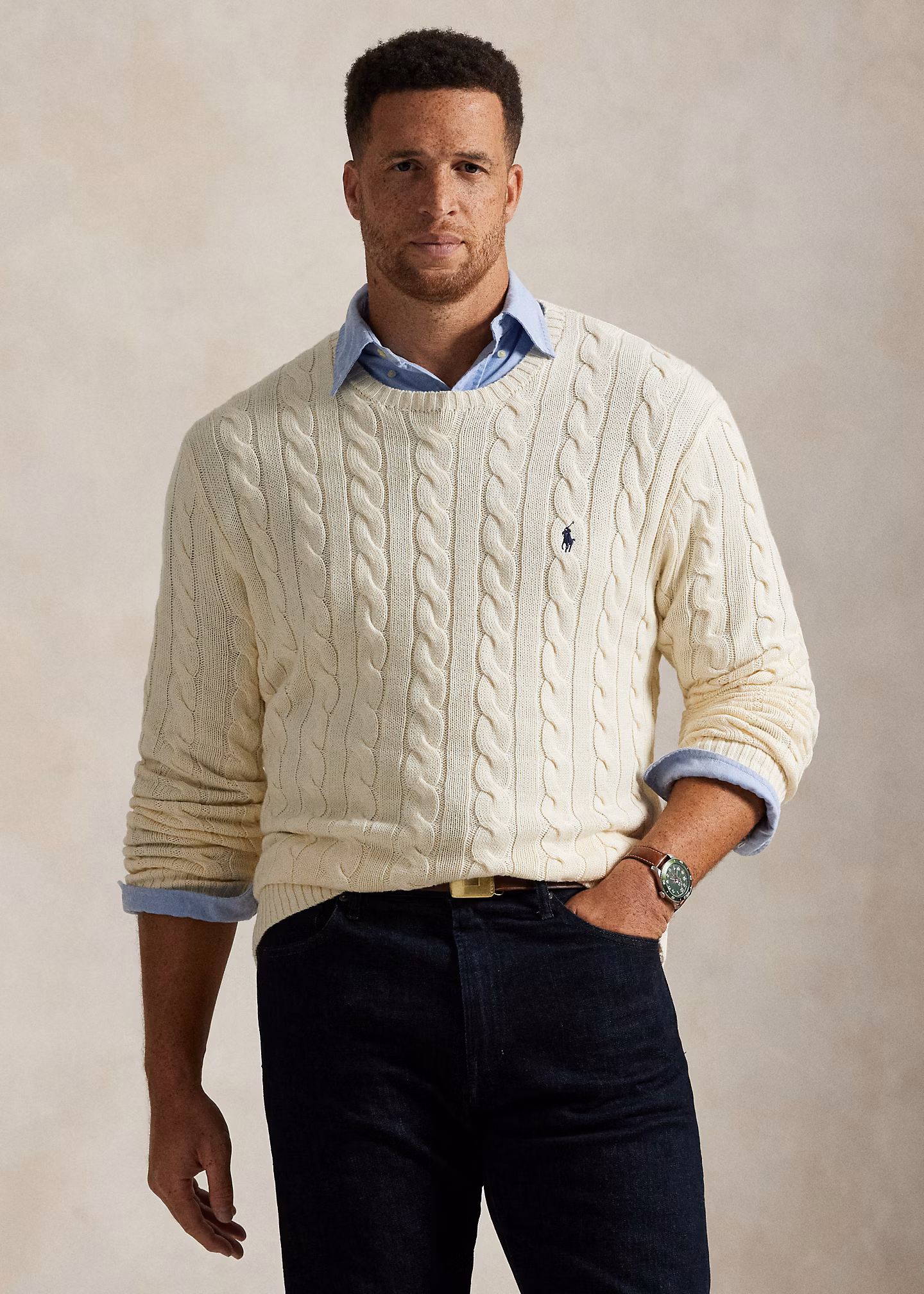 Baumwollpullover mit Zopfmuster - RALPH LAUREN OUTLET