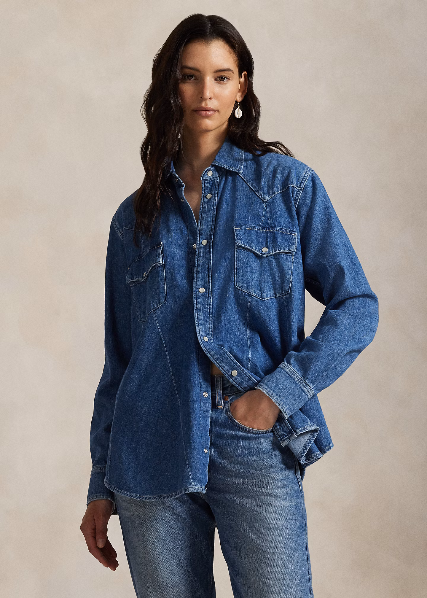 Trapez-Westernhemd aus Denim - RALPH LAUREN OUTLET