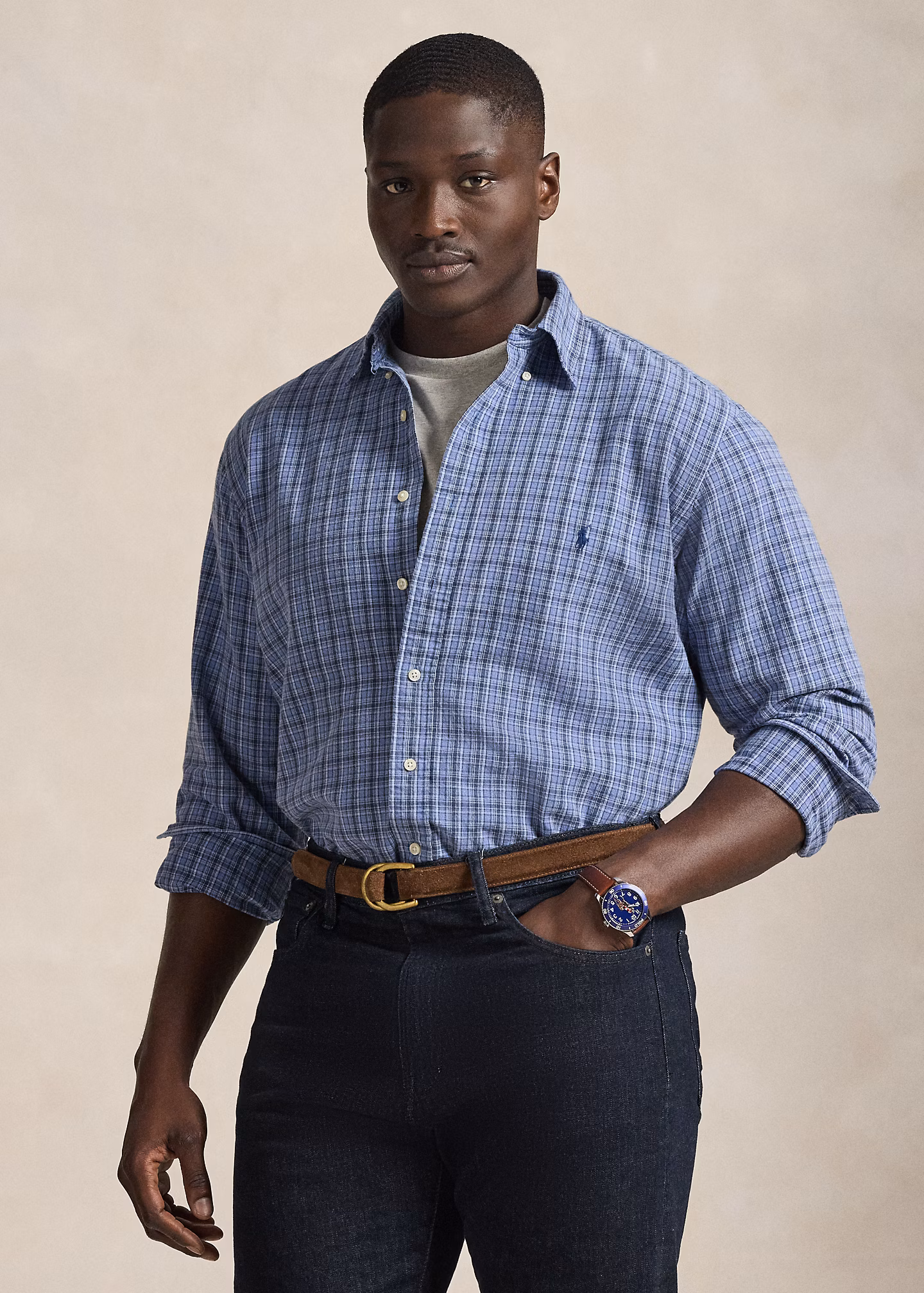 Kariertes Hemd aus angerautem Oxford - RALPH LAUREN OUTLET