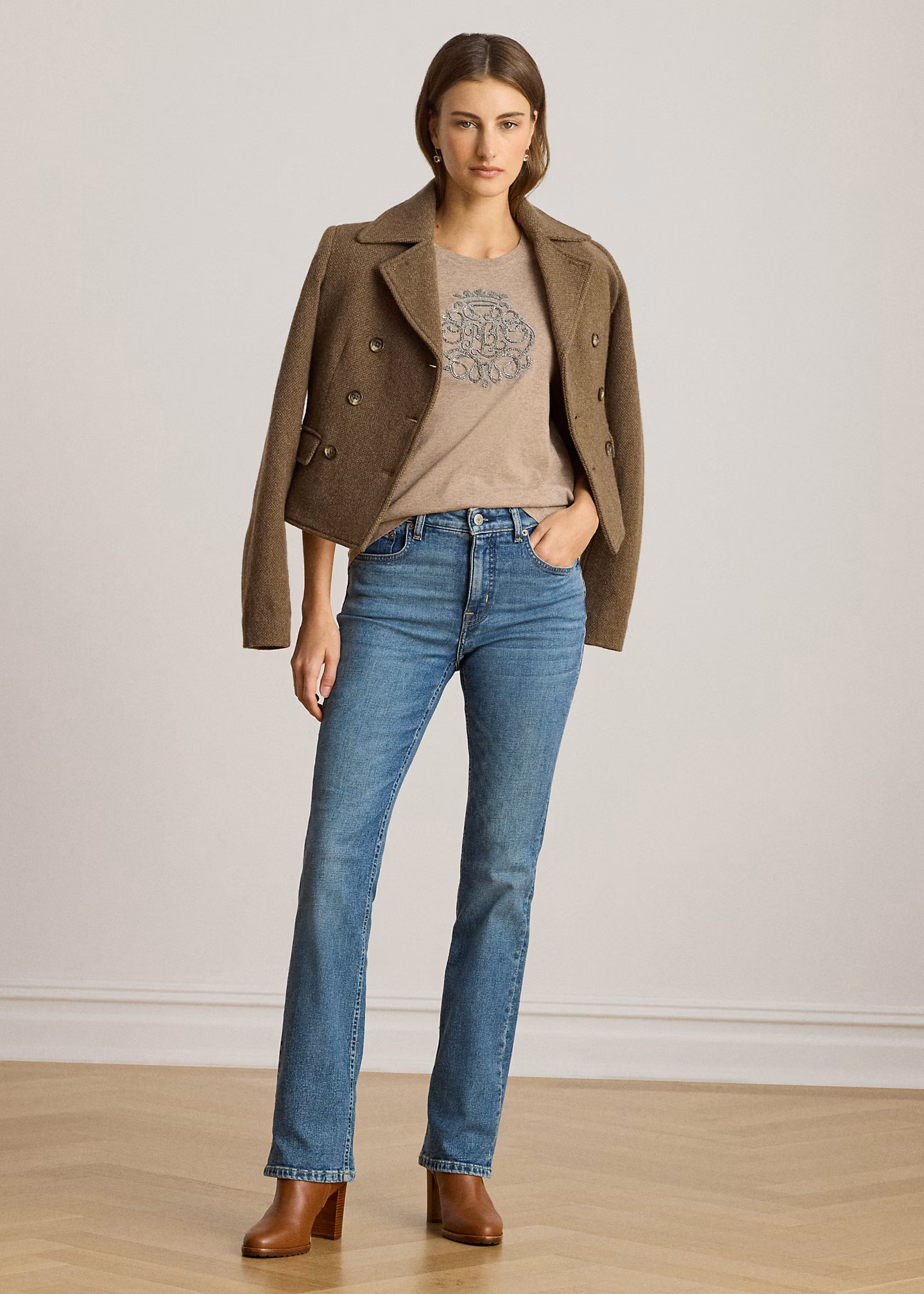 Baumwolljersey-T-Shirt mit Perlenwappen - RALPH LAUREN OUTLET