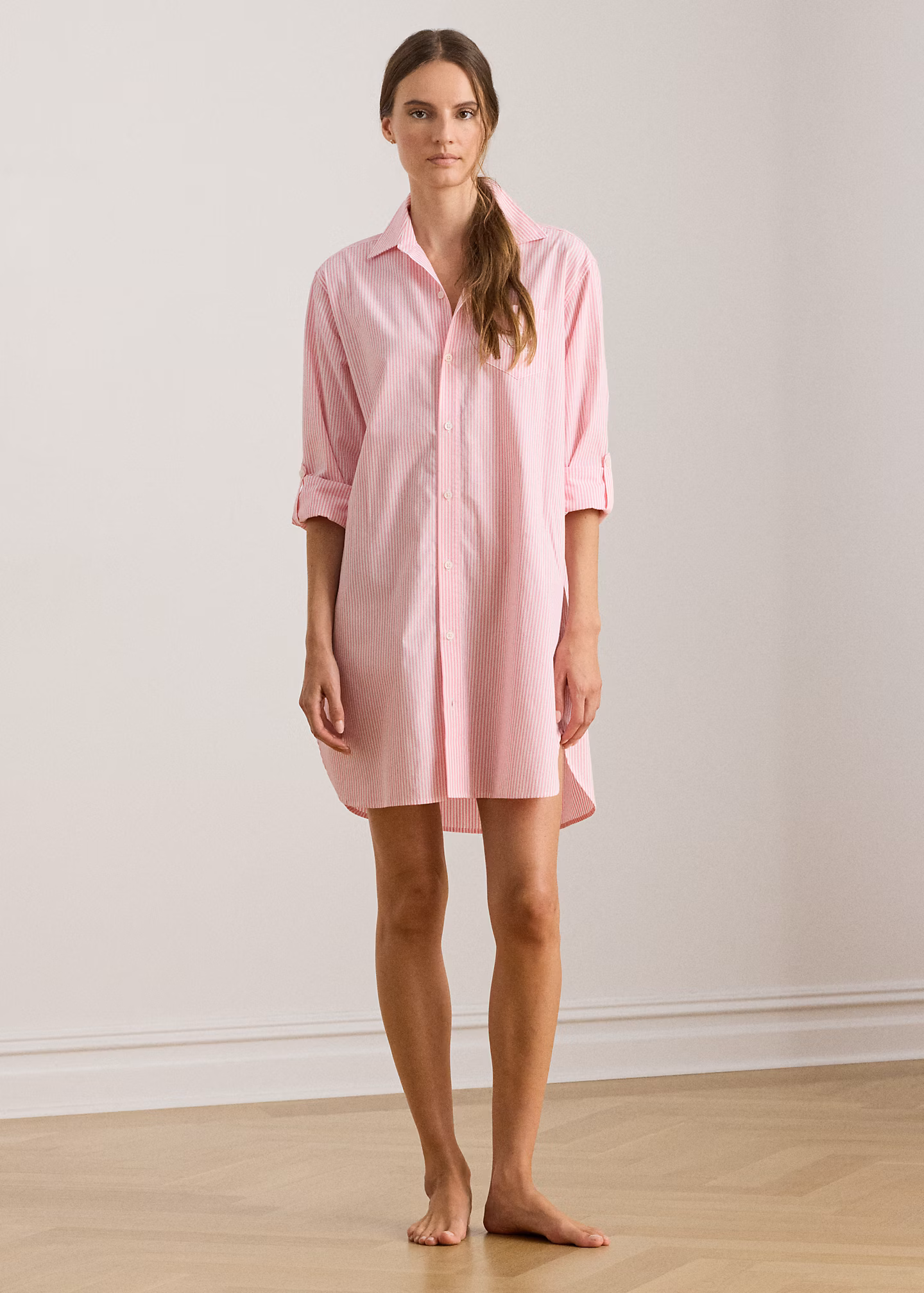 Baumwollpopeline-Nachthemd mit Streifen - RALPH LAUREN OUTLET