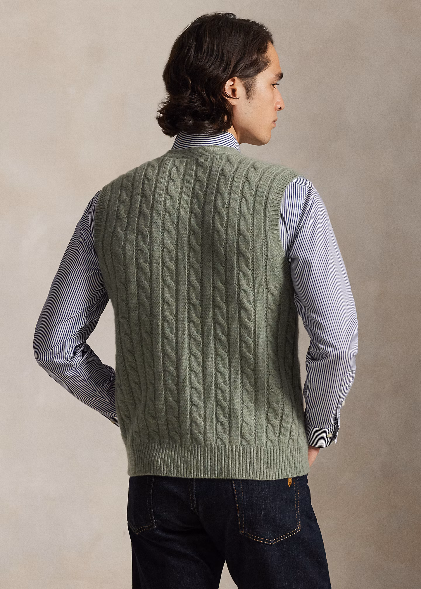 Woll-Kaschmir-Pullunder mit Zopfmuster - RALPH LAUREN OUTLET