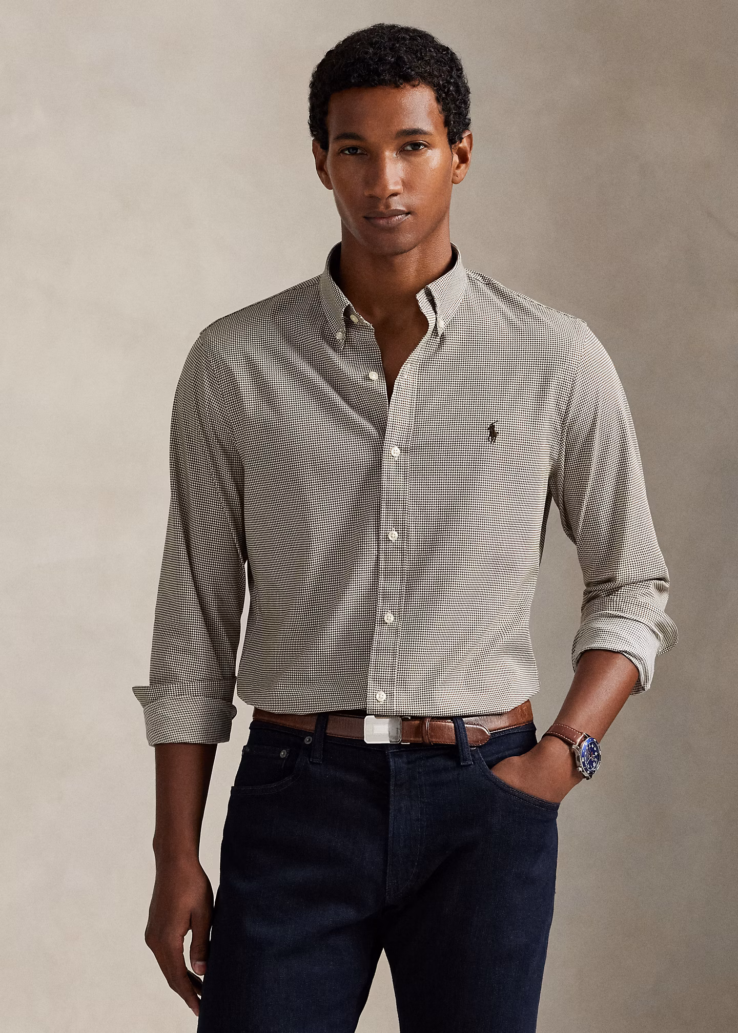 Slim-Fit Hahnentritt-Hemd aus Popeline - RALPH LAUREN OUTLET