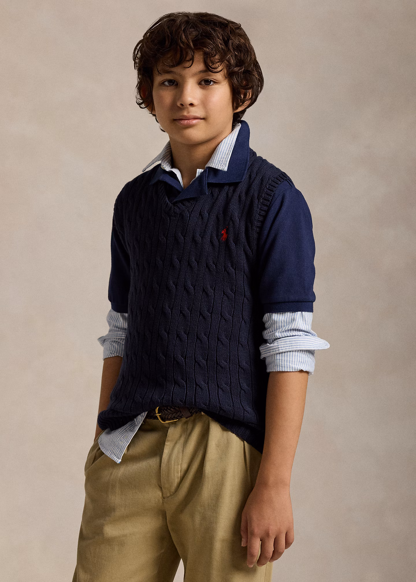 Baumwollpullunder mit Zopfmuster - RALPH LAUREN OUTLET