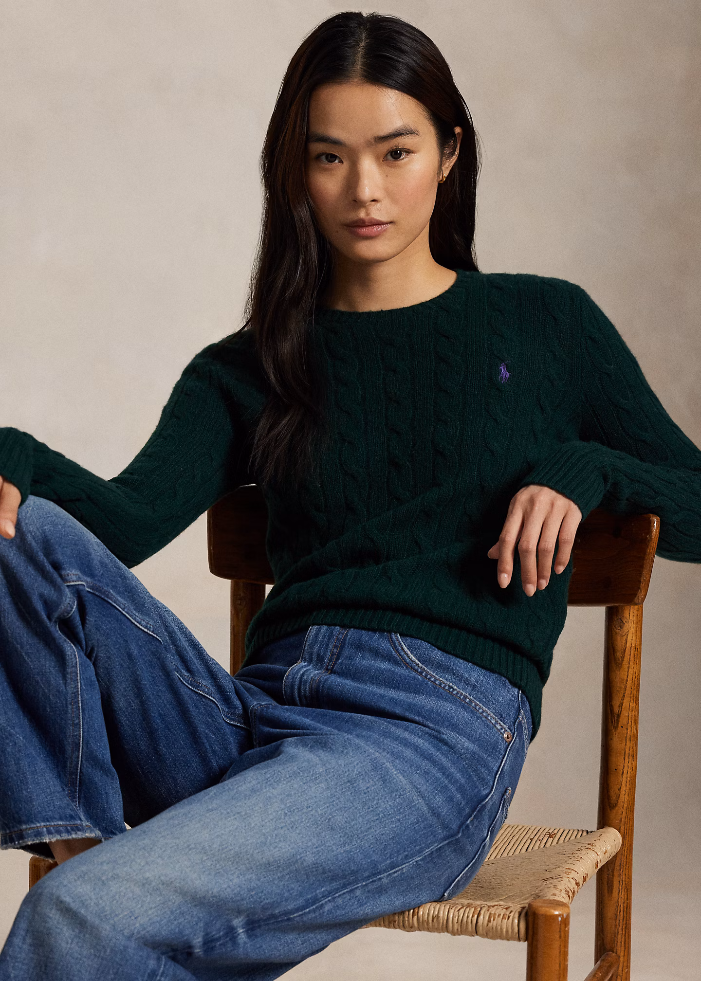 Woll-Kaschmir-Pullover mit Zopfmuster - RALPH LAUREN OUTLET