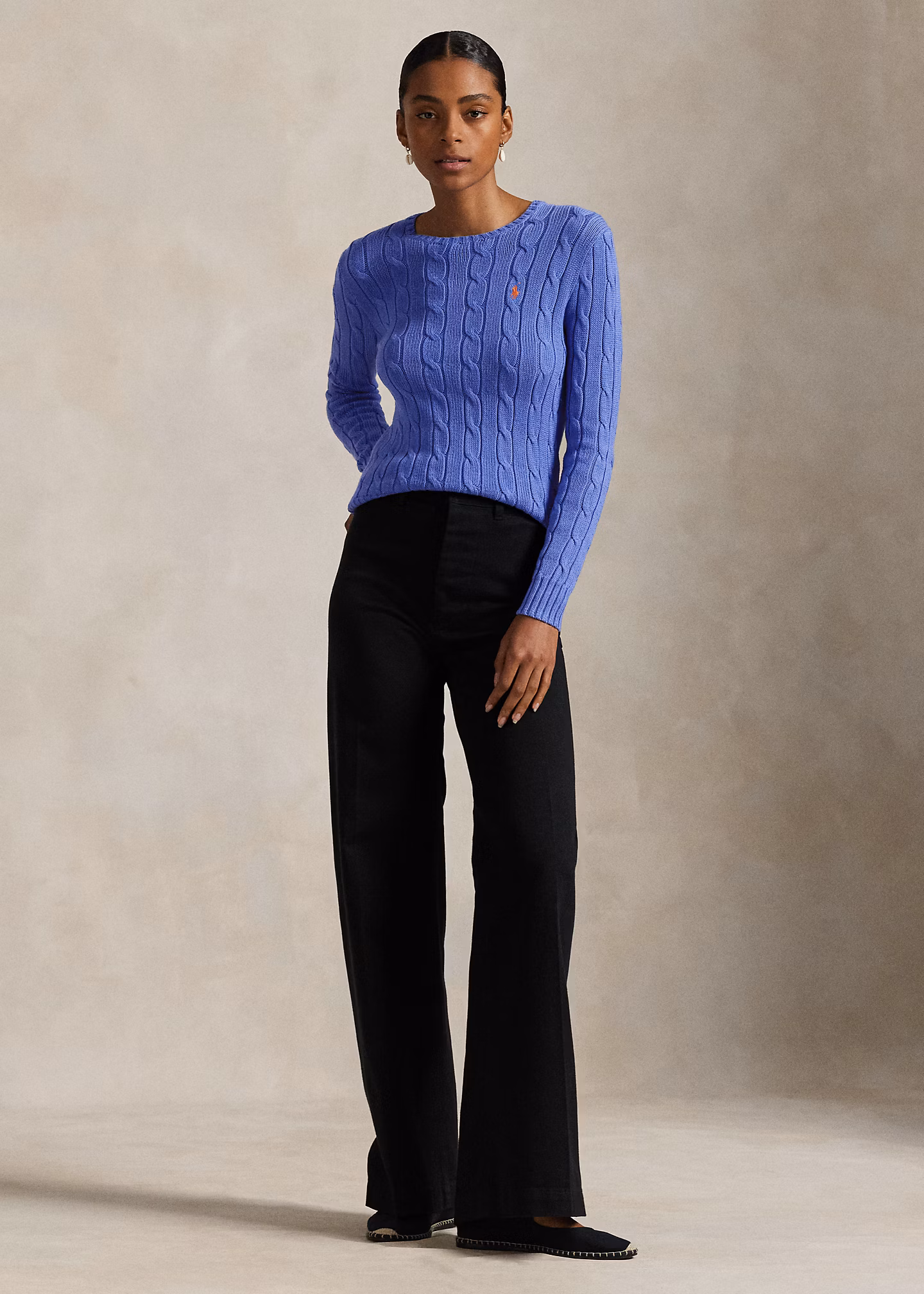 Baumwoll-Rundhalspullover mit Zopfmuster - RALPH LAUREN OUTLET