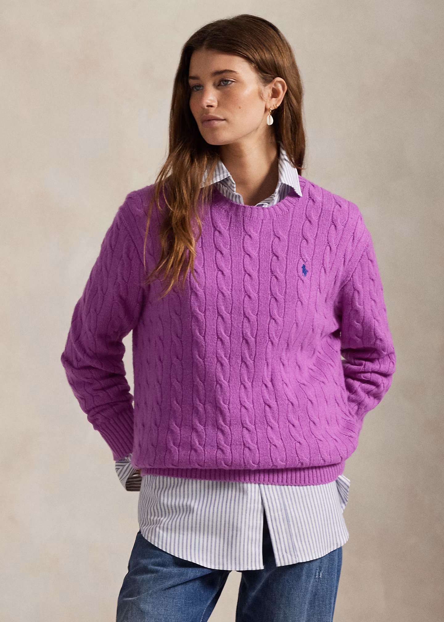 Woll-Kaschmir-Pullover mit Zopfmuster - RALPH LAUREN OUTLET