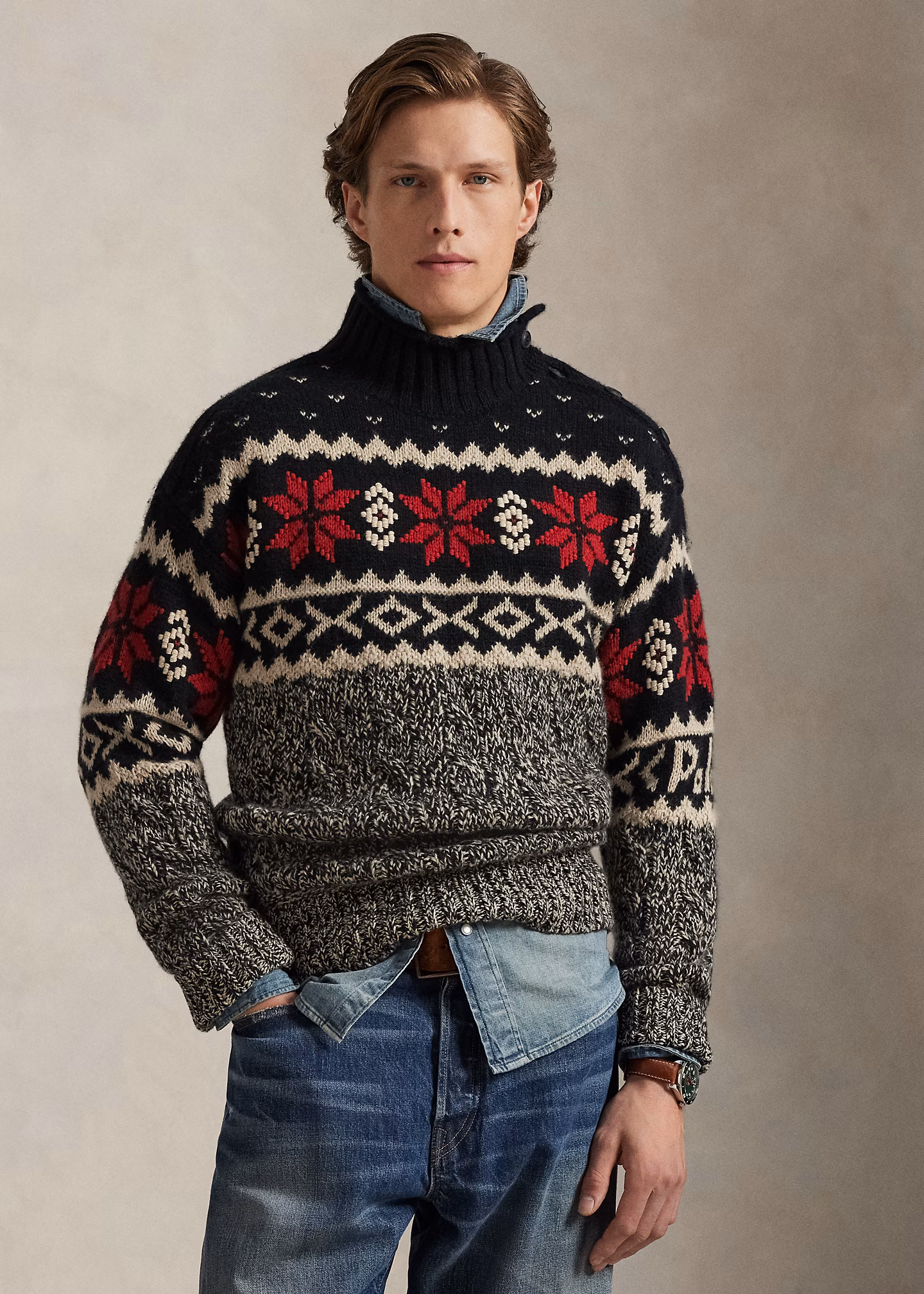 Zopfmusterpullover mit Schneeflocken - RALPH LAUREN OUTLET