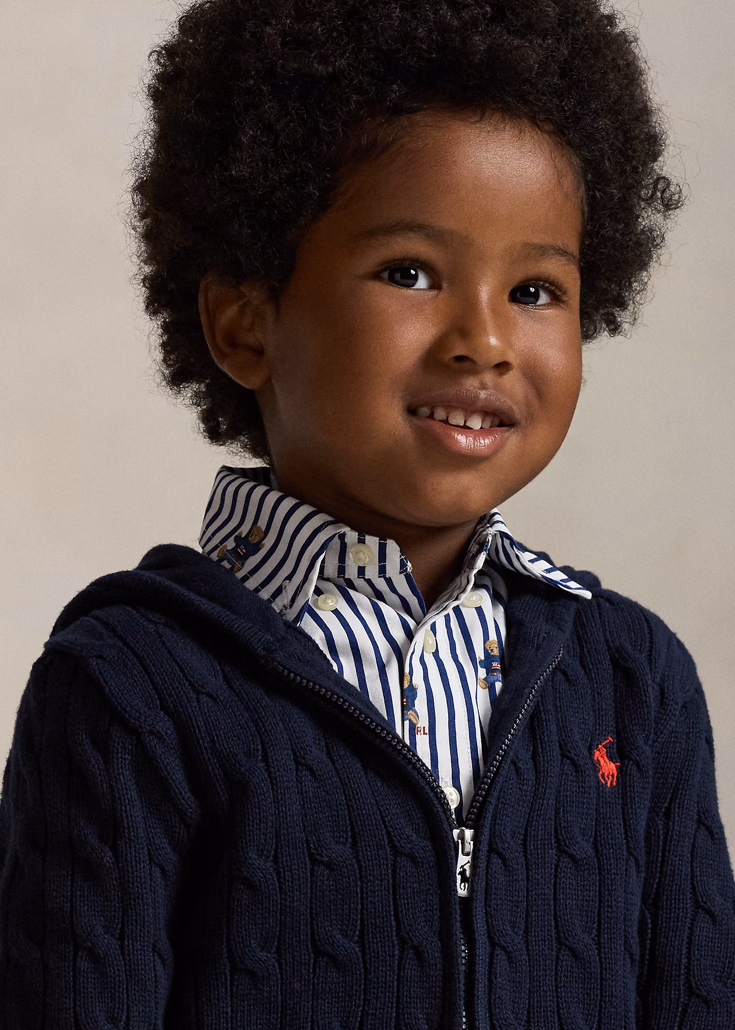 Baumwoll-Kapuzenjacke mit Zopfmuster - RALPH LAUREN OUTLET