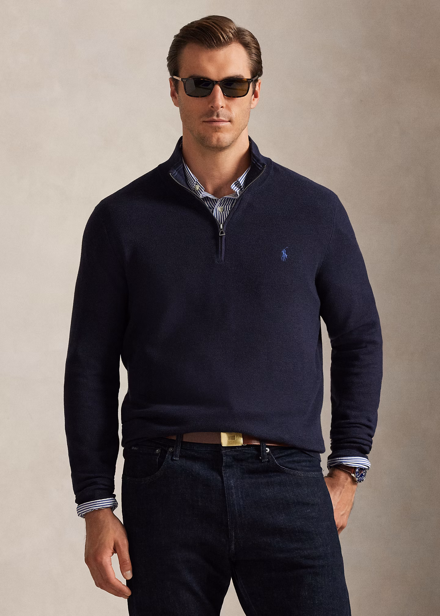 Pullover aus Baumwollpiqué - RALPH LAUREN OUTLET