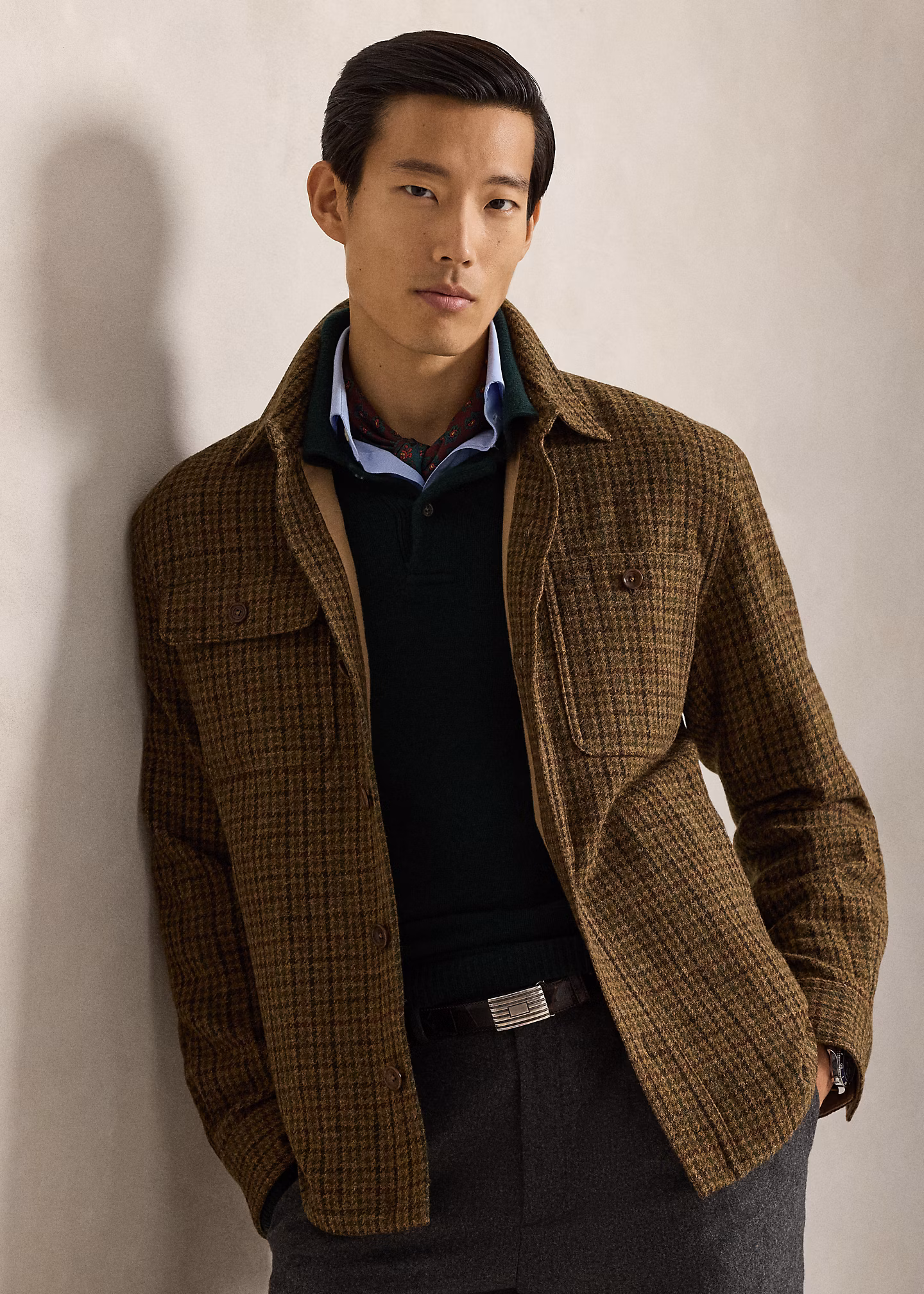 Karierte Hemdjacke aus Wolltwill - RALPH LAUREN OUTLET