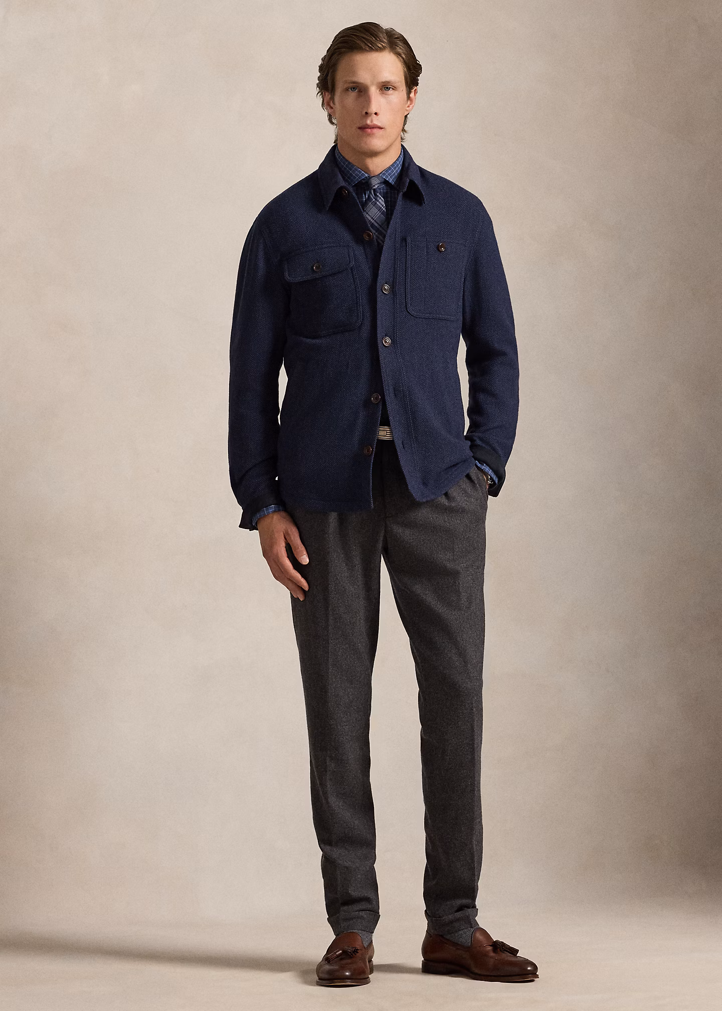 Wolljacke mit Fischgratmuster - RALPH LAUREN OUTLET