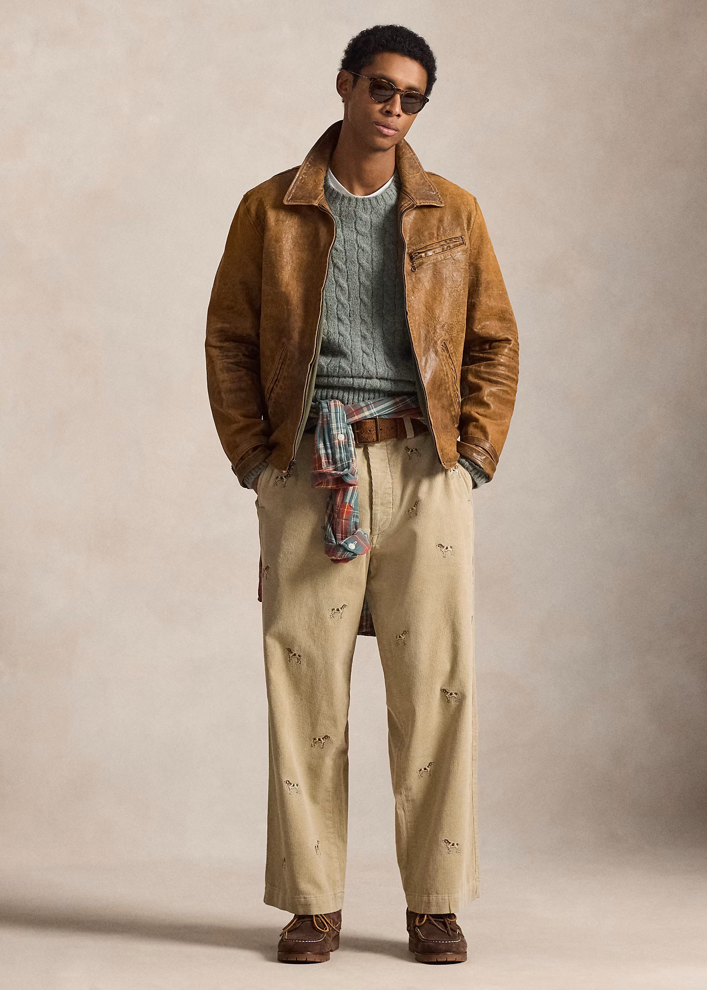 Zeitungsjungenjacke aus Leder - RALPH LAUREN OUTLET