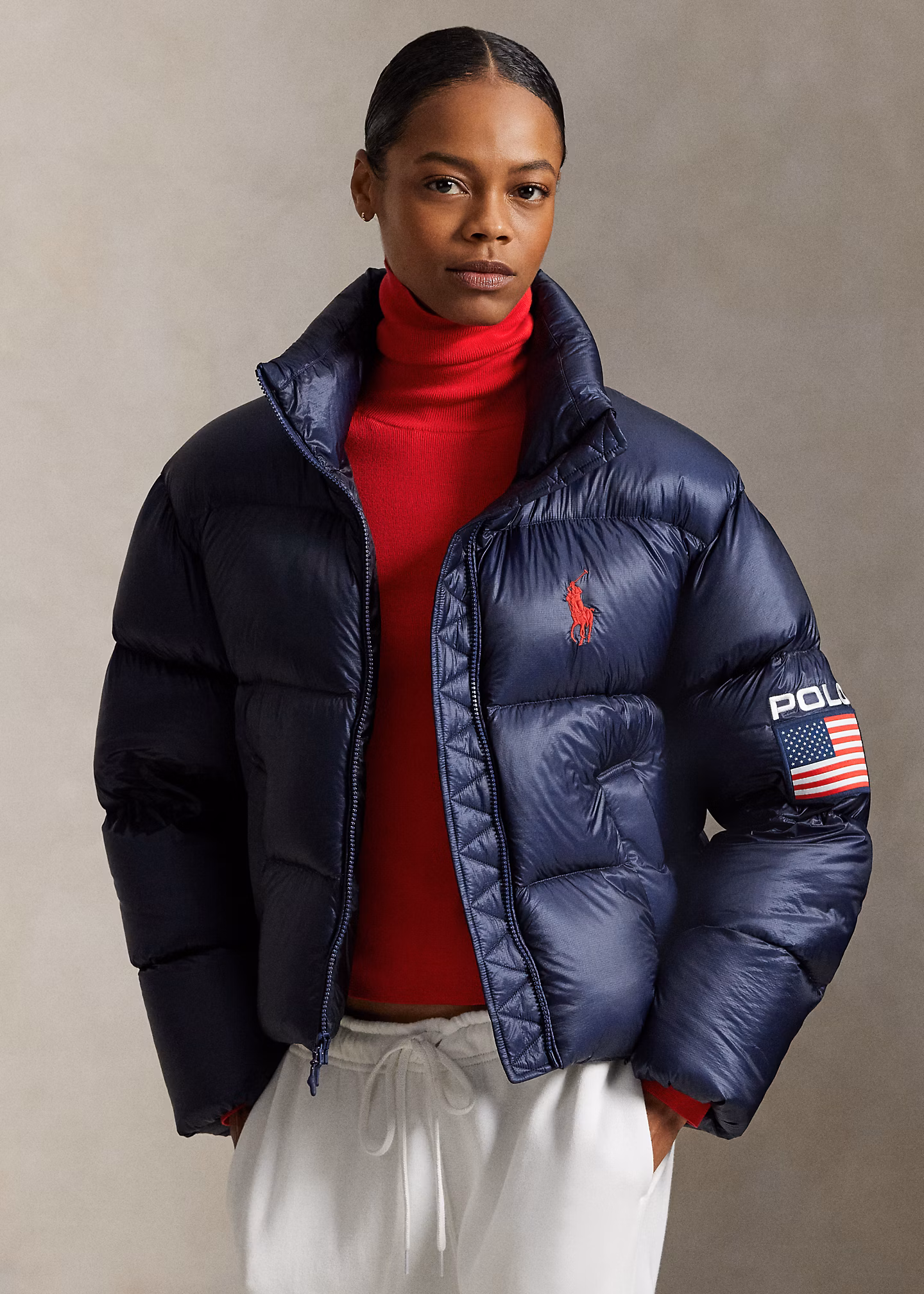 Daunen-Pufferjacke mit US-Flagge - RALPH LAUREN OUTLET