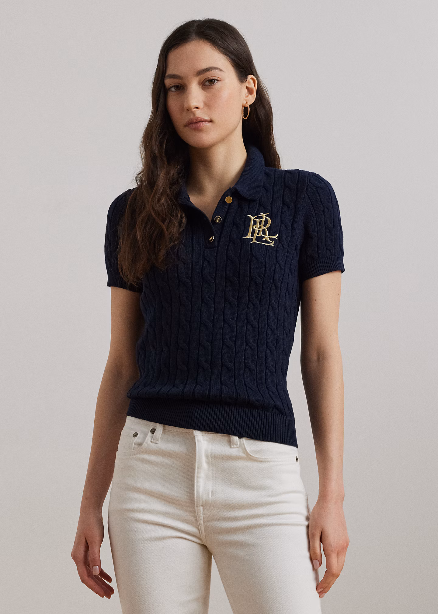Polo-Pullover mit Zopfmuster - RALPH LAUREN OUTLET