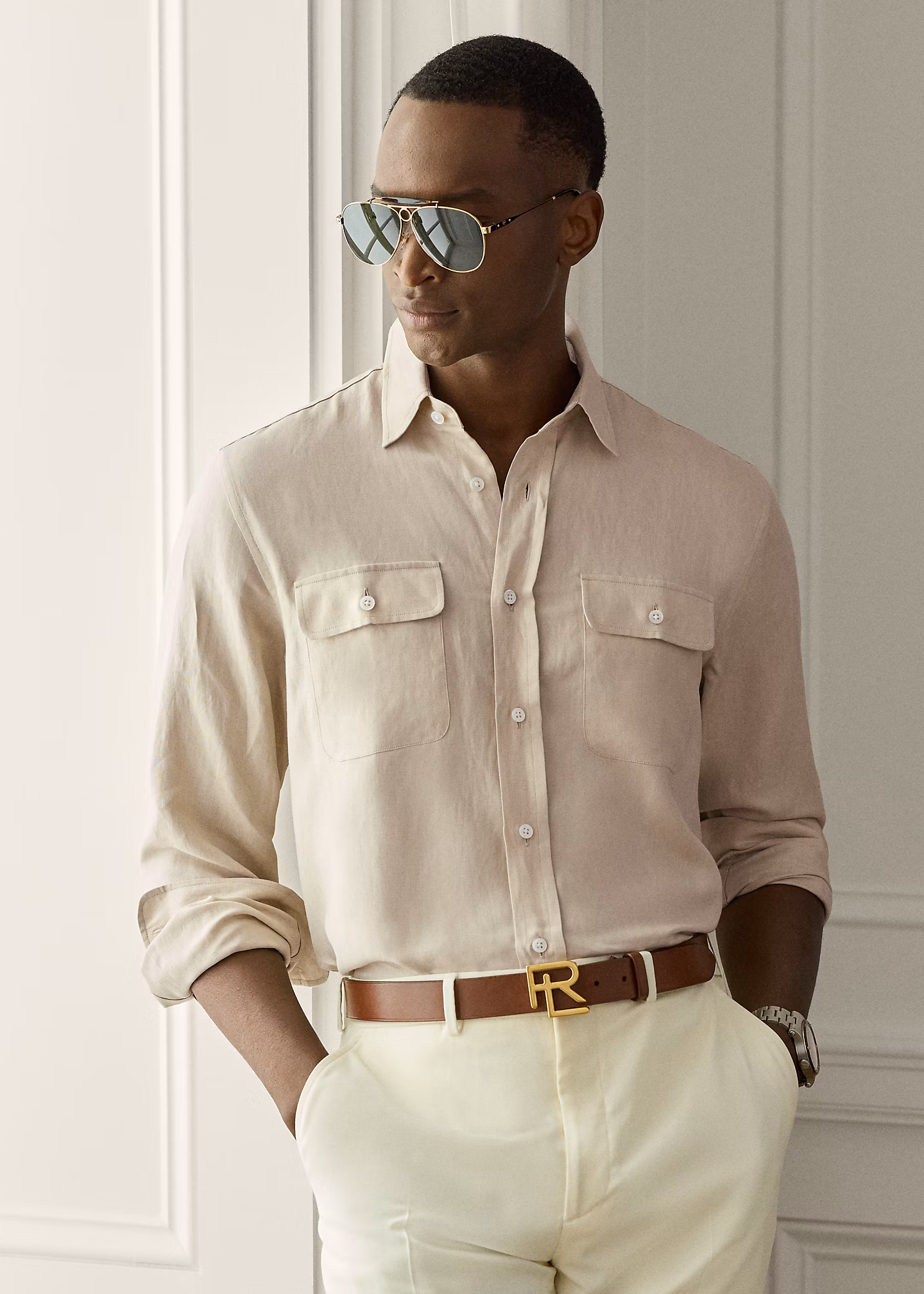 Hemd aus Seide und Leinen - RALPH LAUREN OUTLET